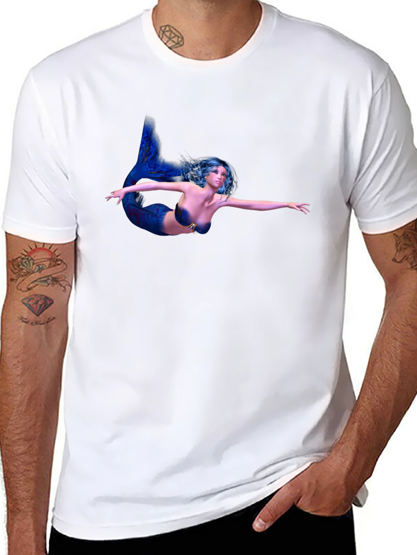 Mermaid Graphic Black T-Shirt