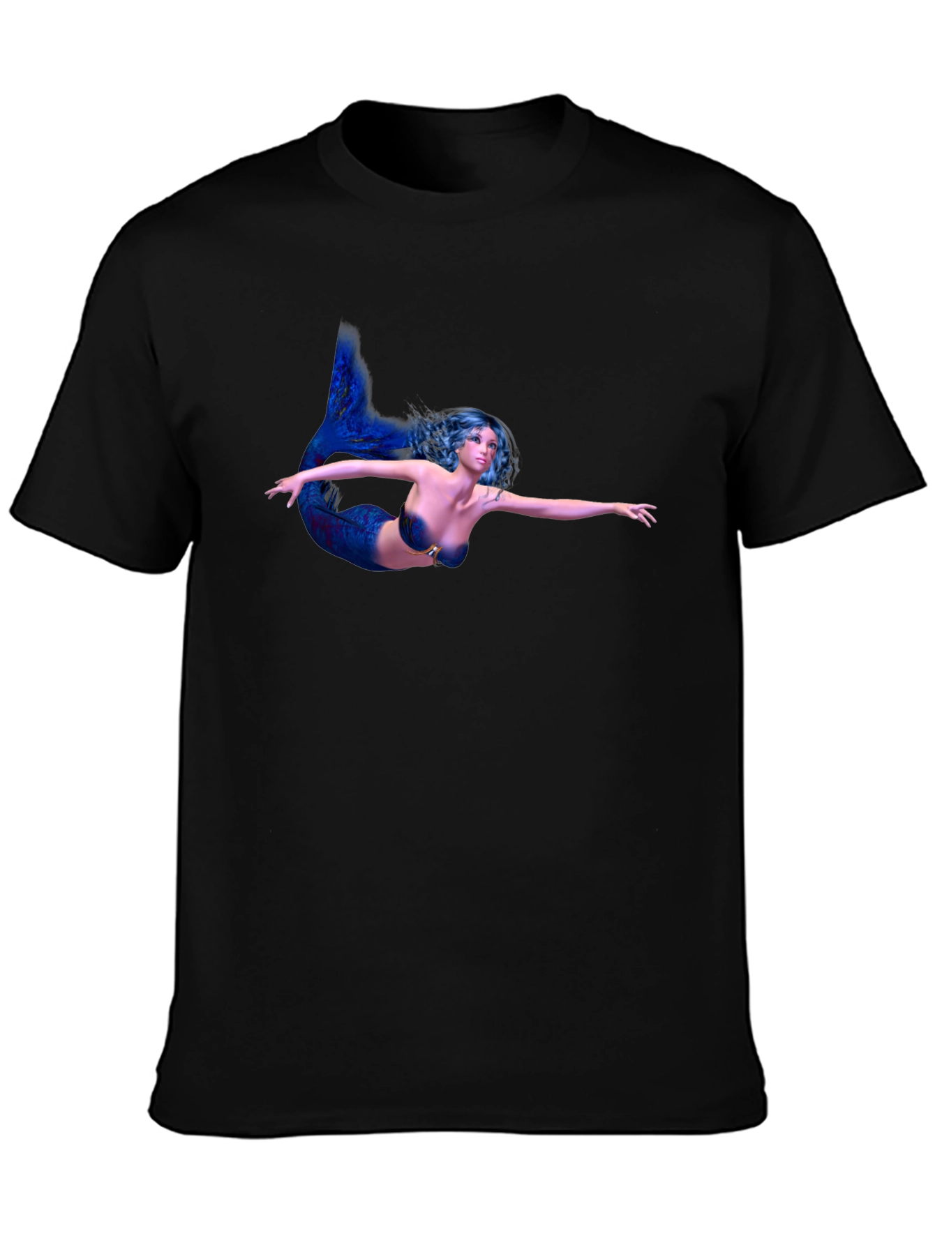 Mermaid Graphic Black T-Shirt
