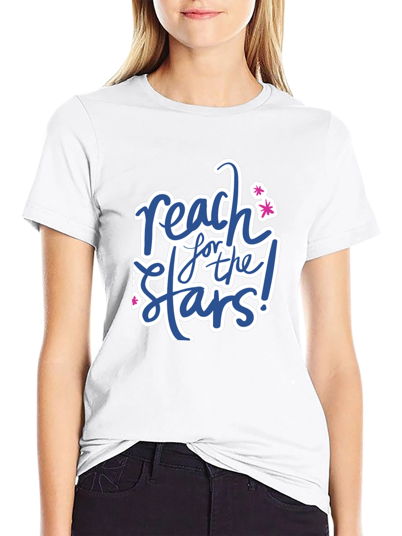 Reach for the Stars Black Graphic T-Shirt