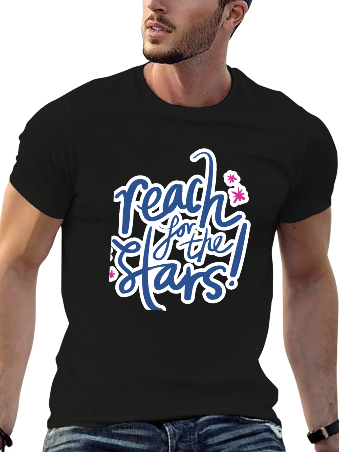Reach for the Stars Black Graphic T-Shirt
