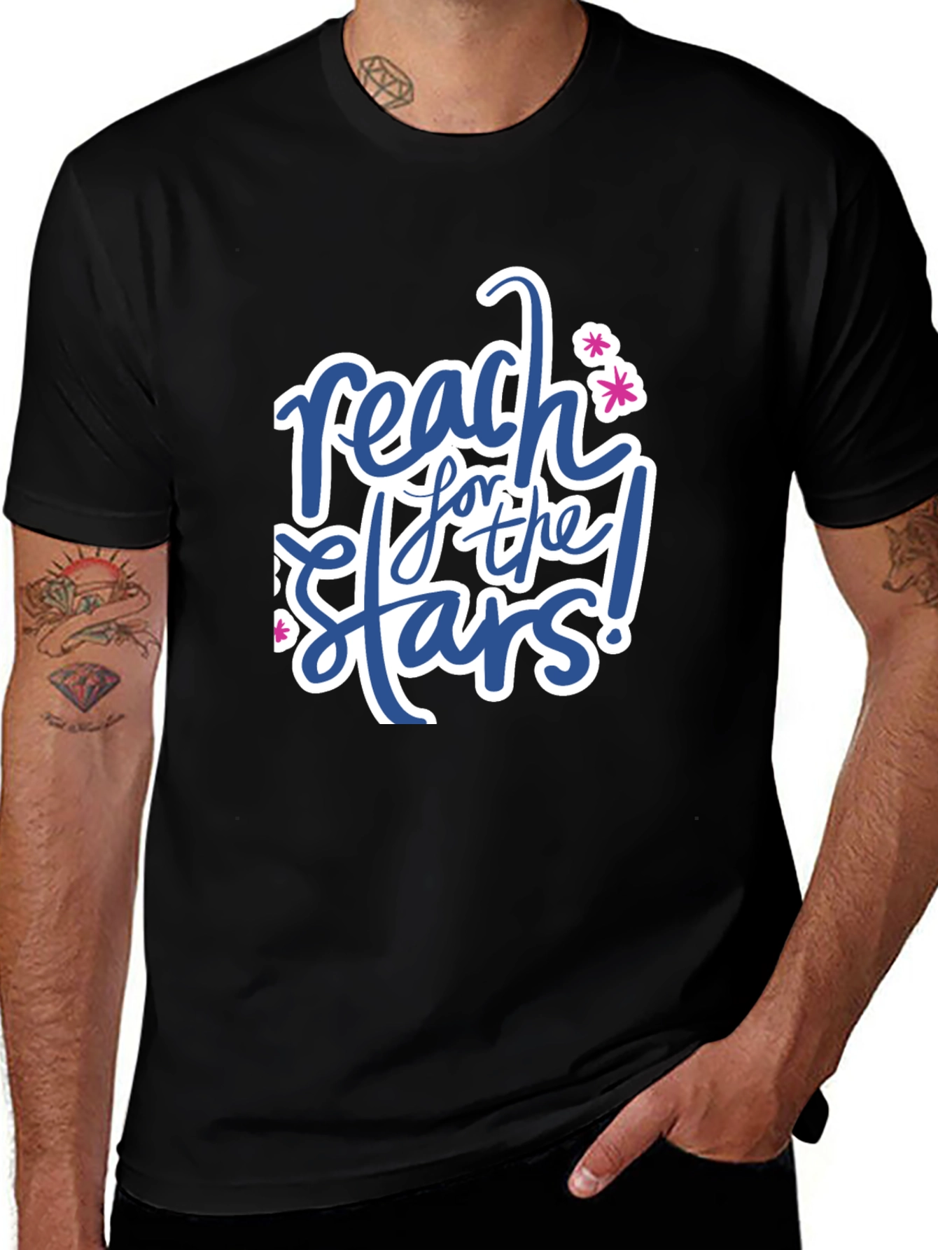 Reach for the Stars Black Graphic T-Shirt