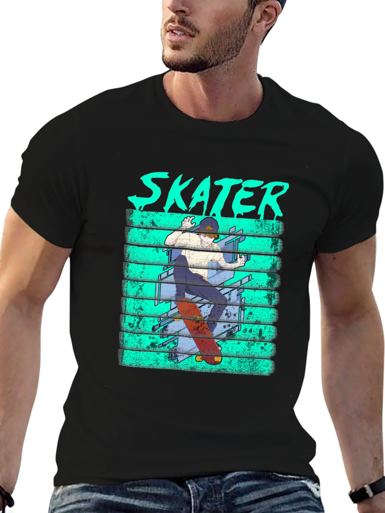 Skater Graphic Tee - Cool Black T-Shirt