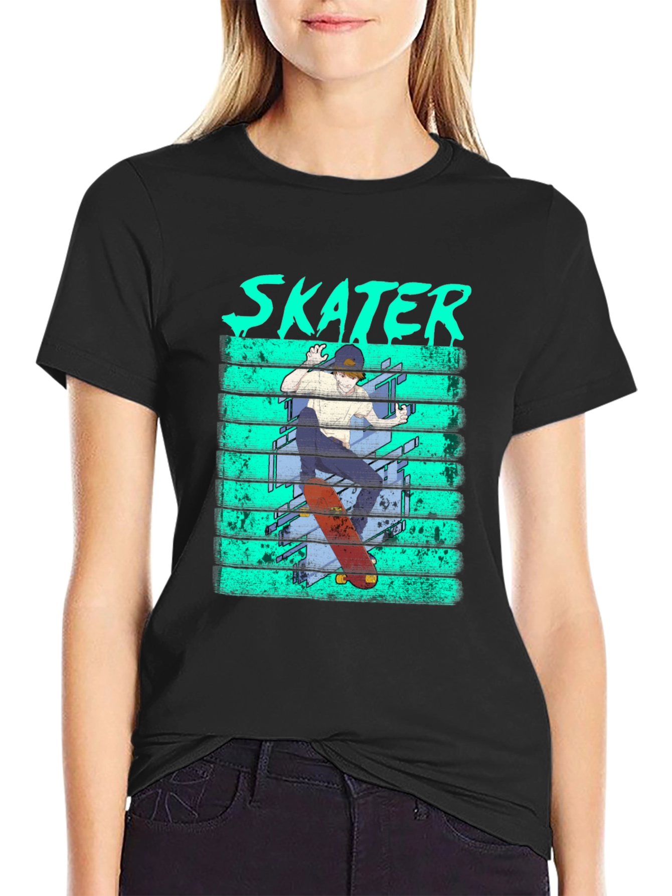 Skater Graphic Tee - Cool Black T-Shirt
