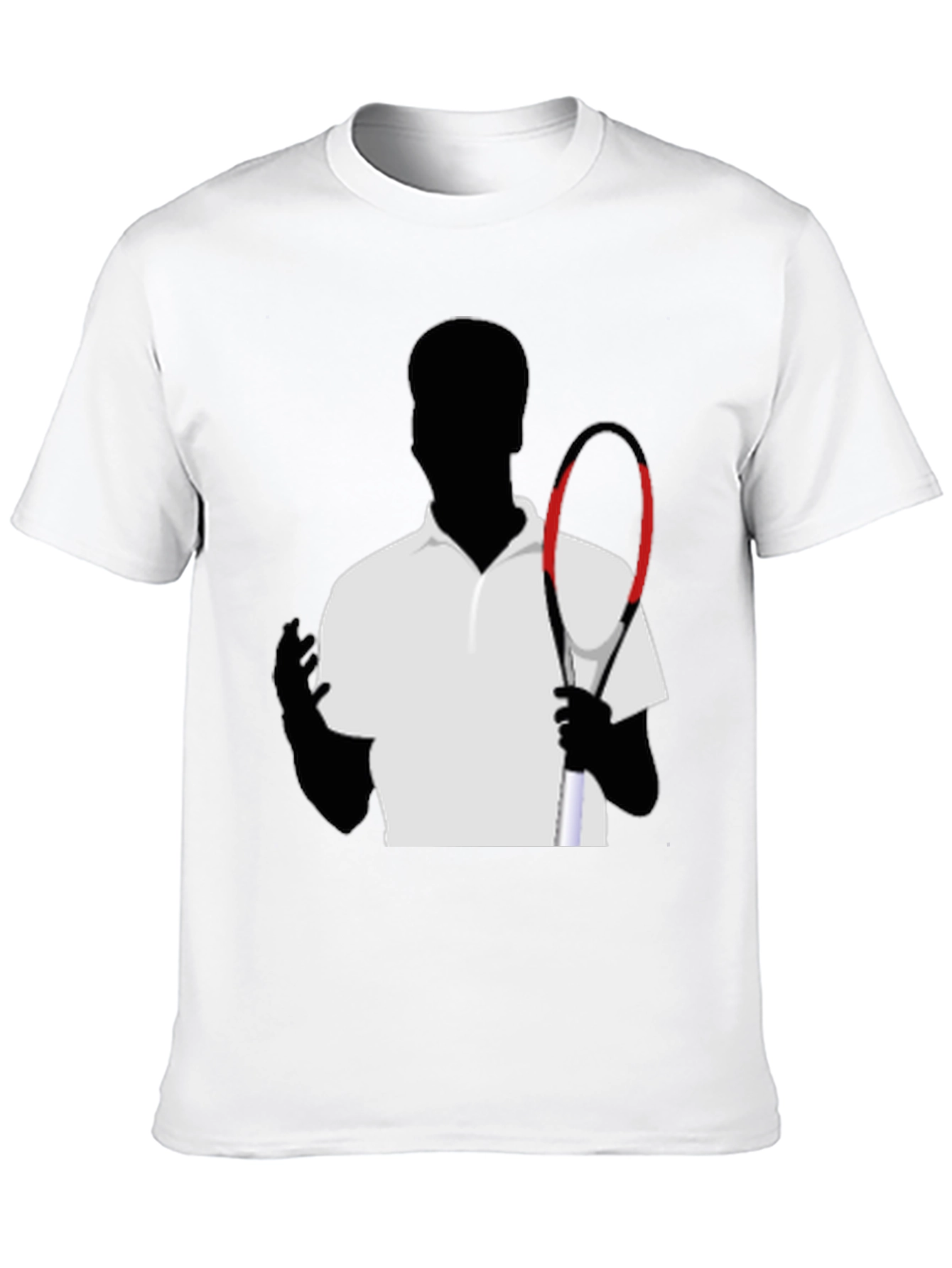 Tennis Player Silhouette Graphic Tee - Black Cotton Shirt