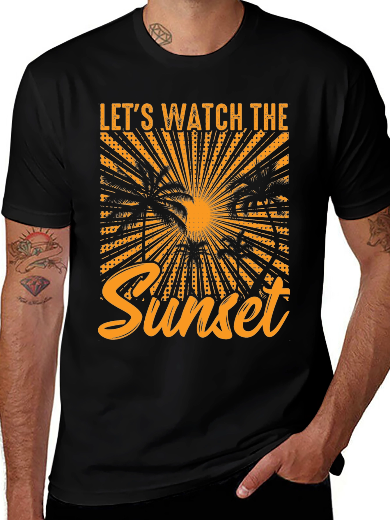 Lets Watch the Sunset Graphic Tee - Tropical Design