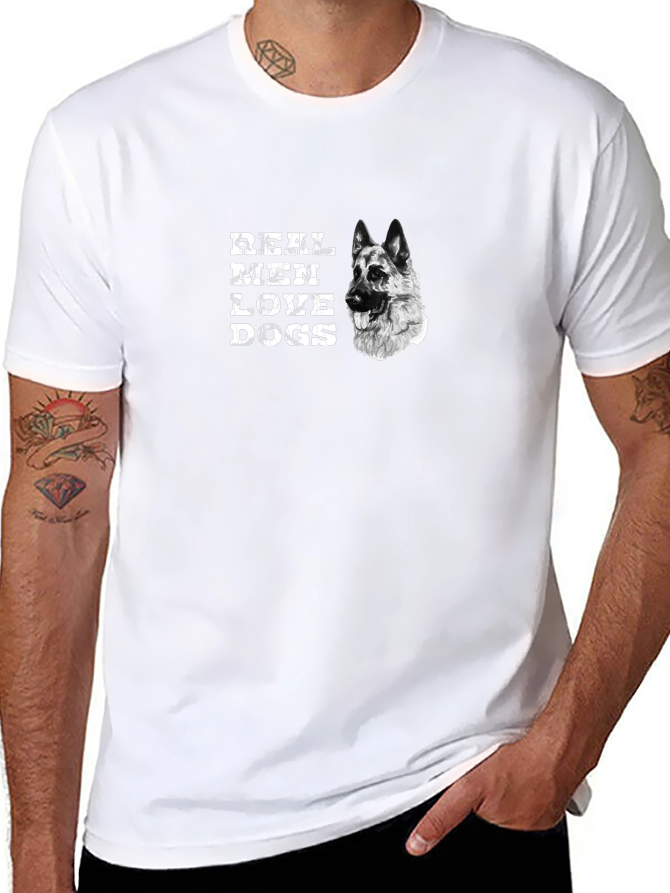 Real Men Love Dogs Black Graphic Tee