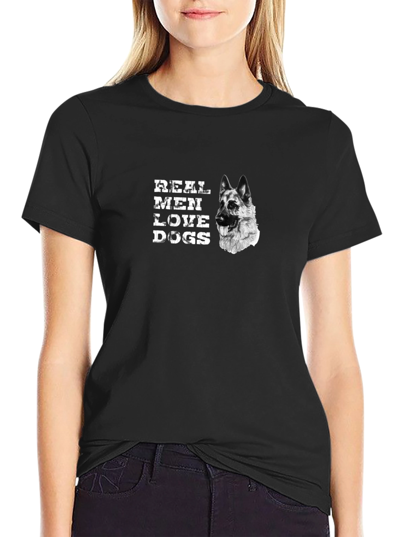 Real Men Love Dogs Black Graphic Tee