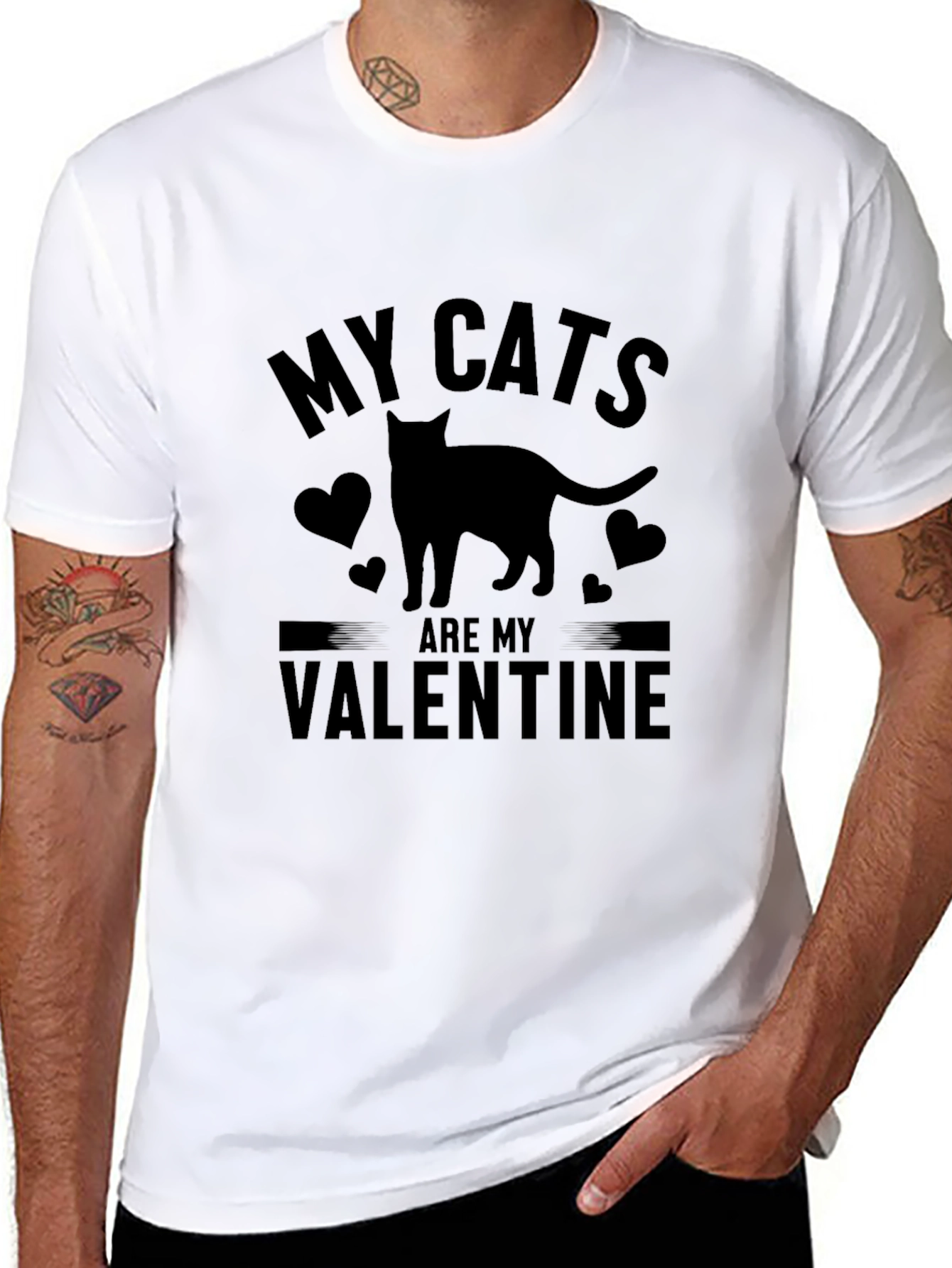 My Cats Are My Valentine T-Shirt - Black