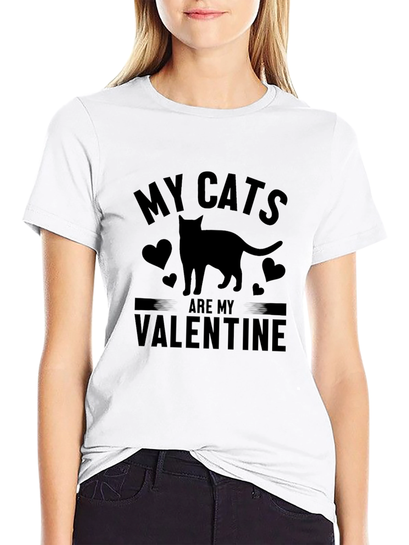 My Cats Are My Valentine T-Shirt - Black