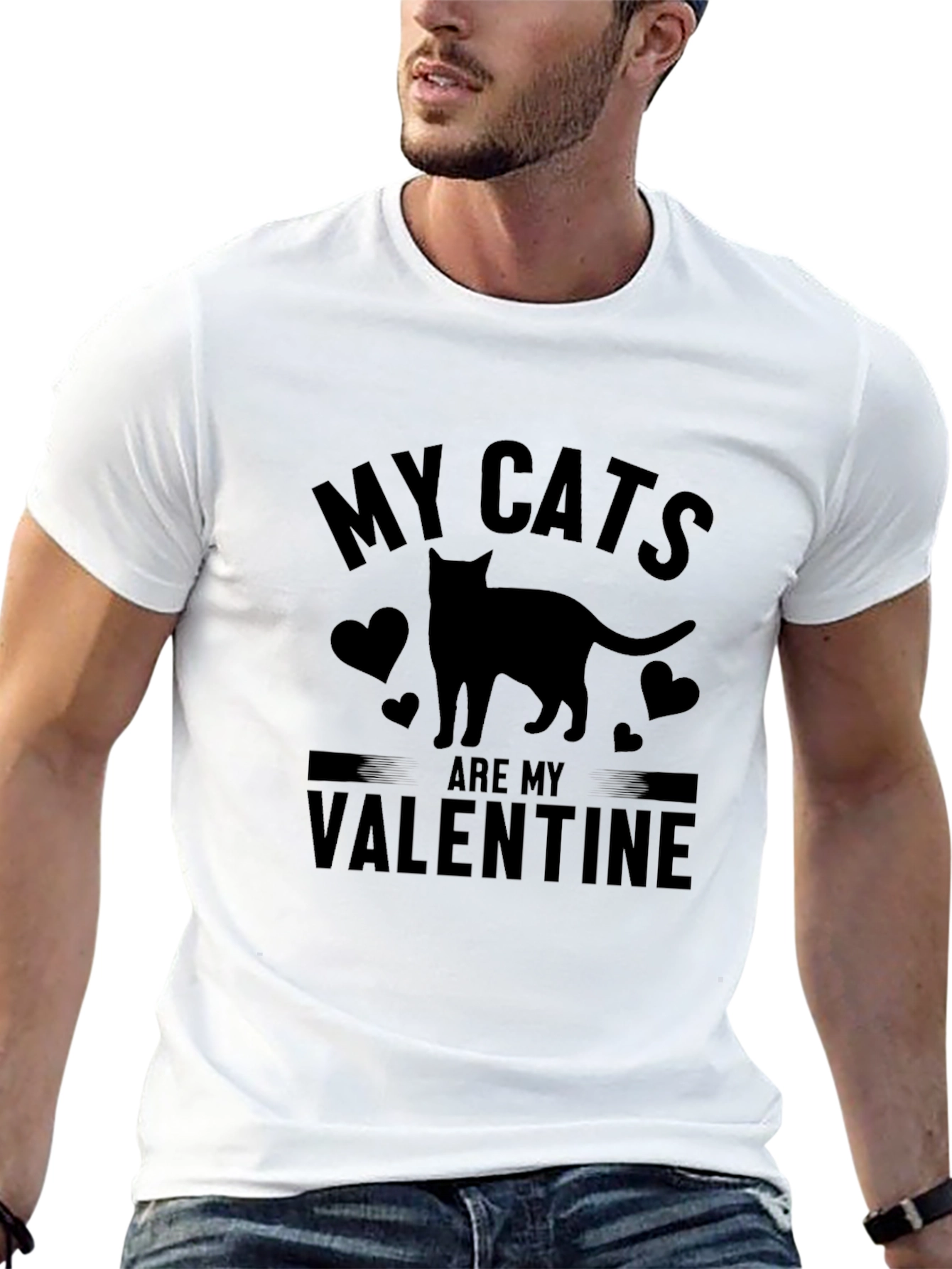 My Cats Are My Valentine T-Shirt - Black