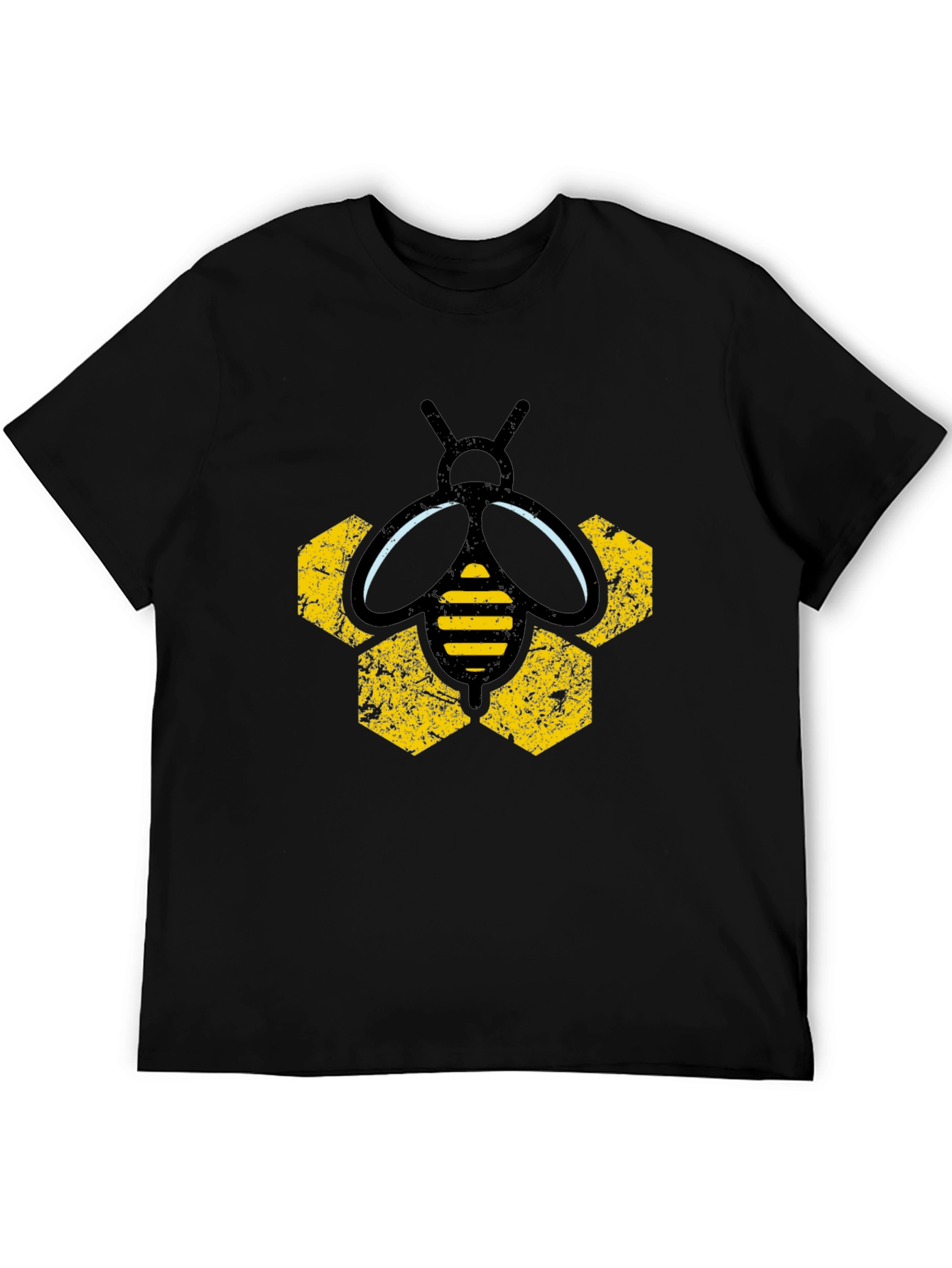 Honeycomb Bee Graphic Tee - Black T-Shirt