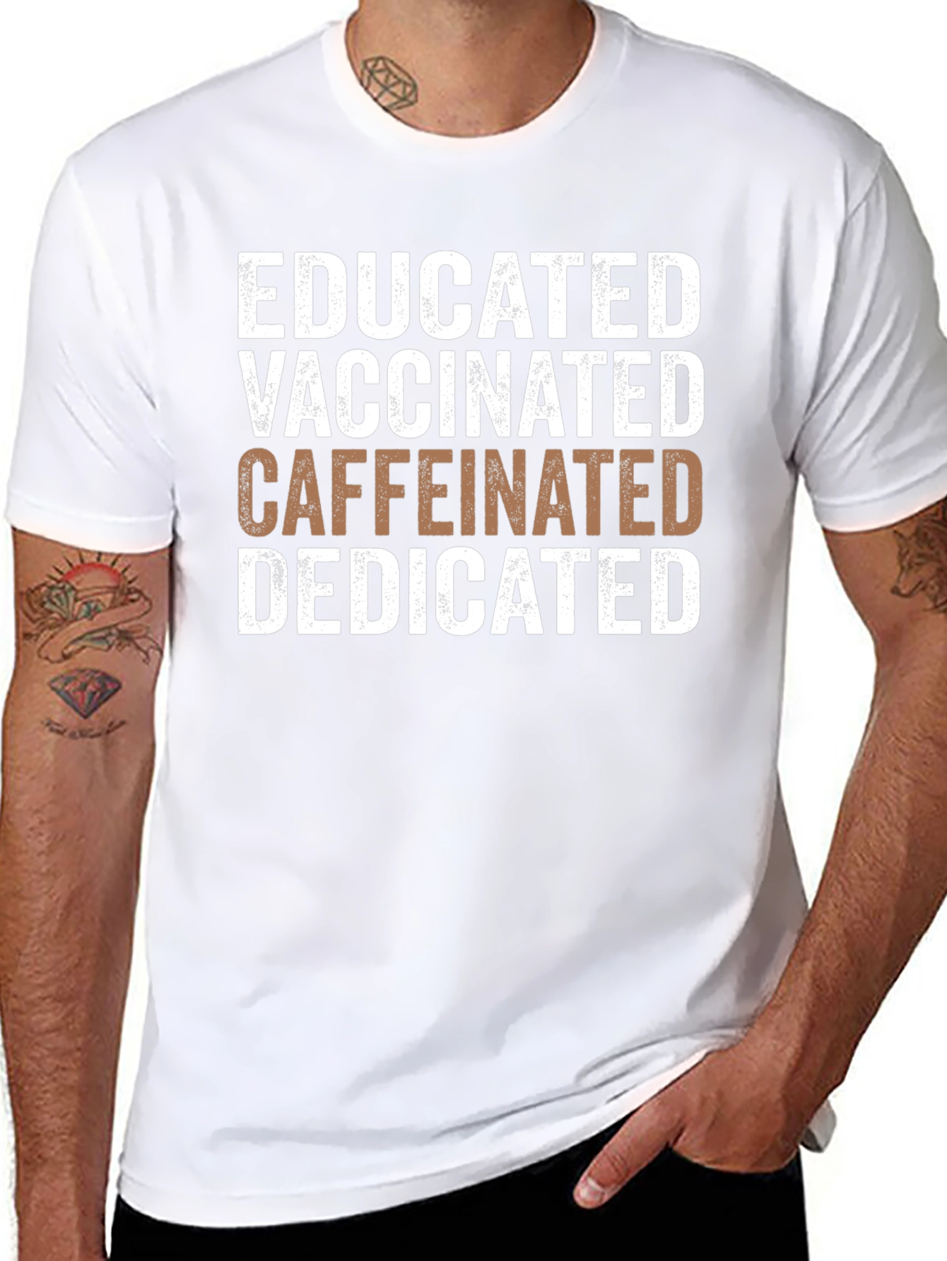 Educated Vaccinated Caffeinated Dedicated Graphic Tee
