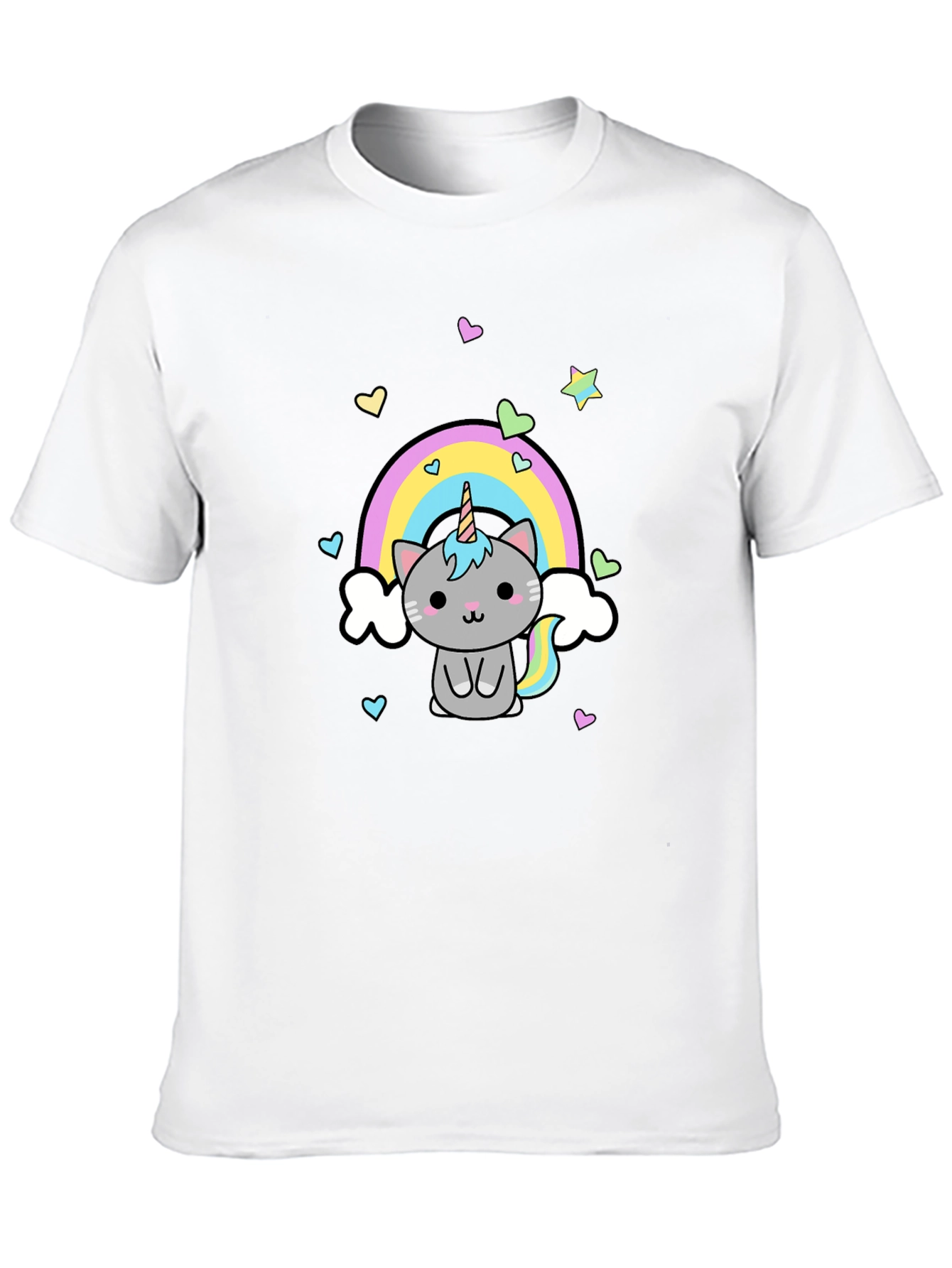 Cute Unicorn Cat Rainbow Graphic T-Shirt