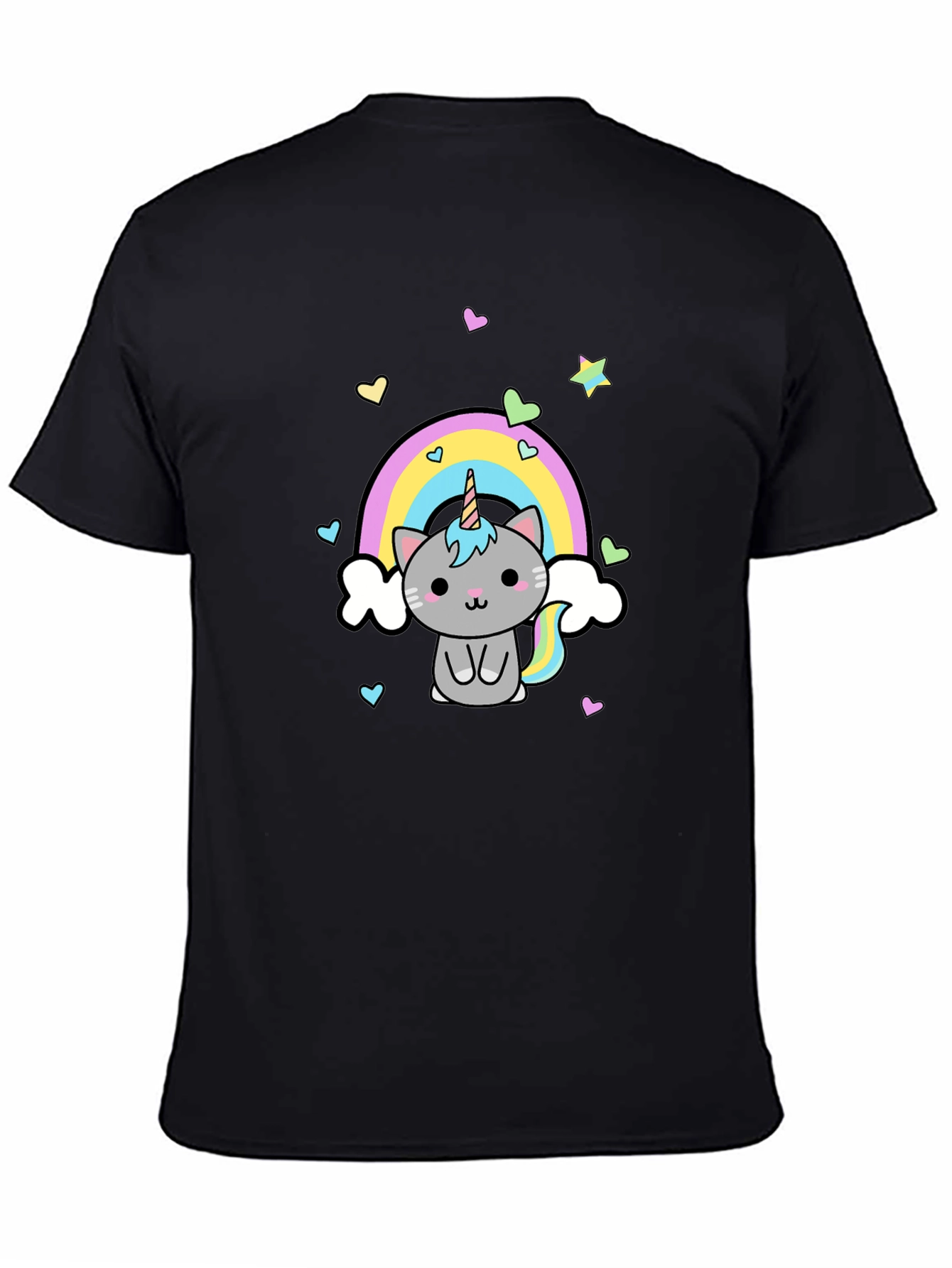 Cute Unicorn Cat Rainbow Graphic T-Shirt