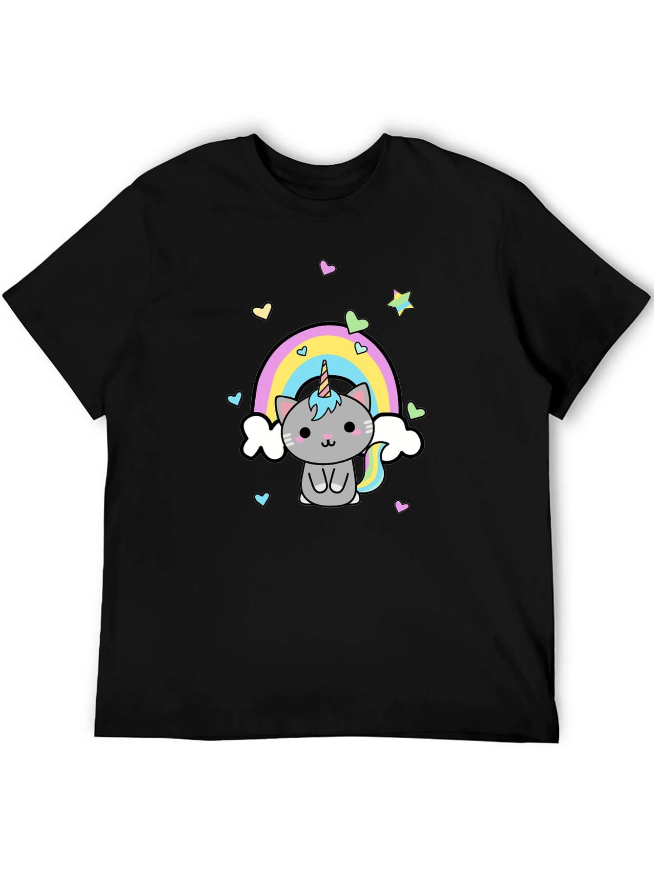 Cute Unicorn Cat Rainbow Graphic T-Shirt