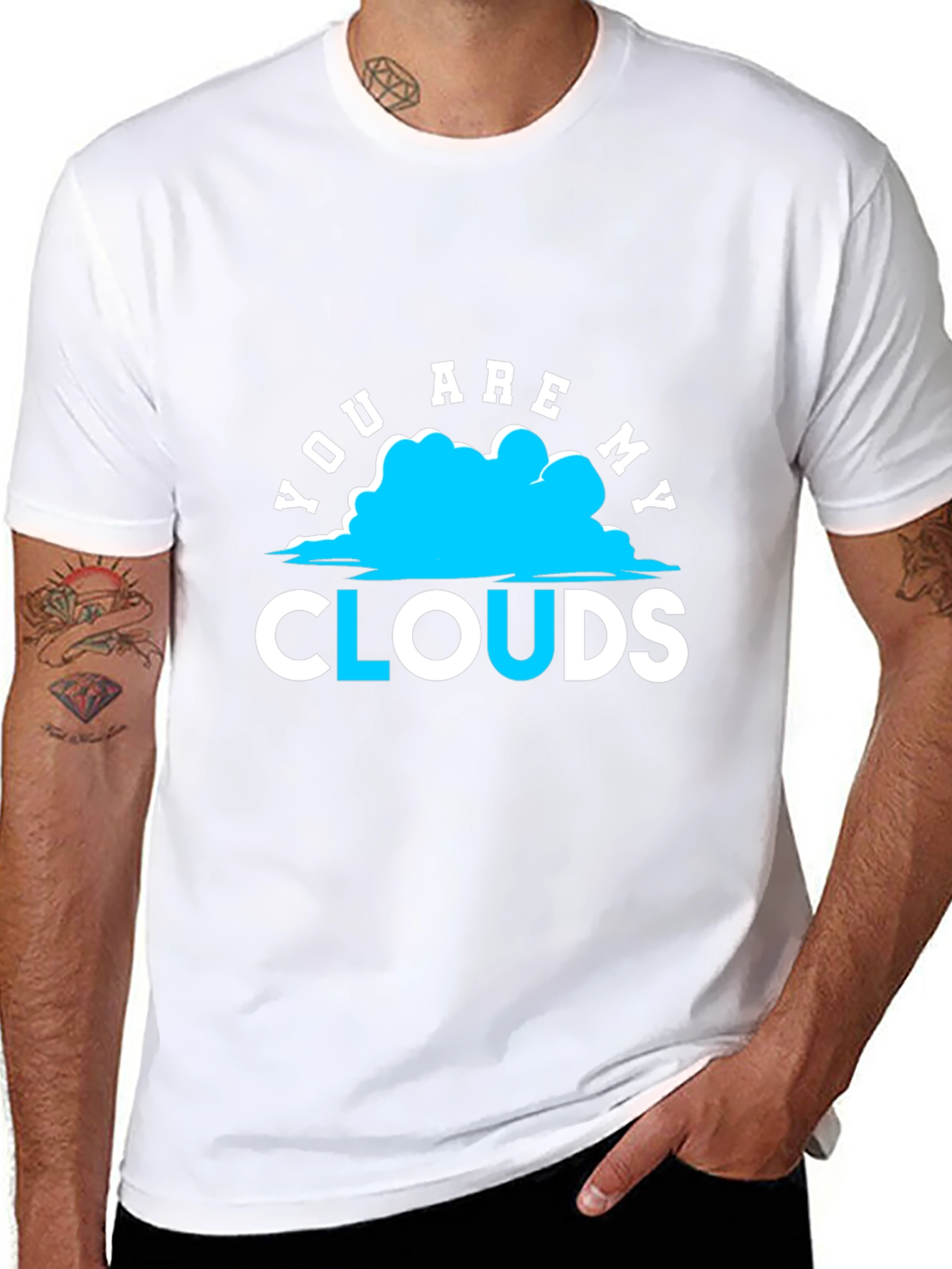You Are My Clouds Graphic Print Black T-Shirt