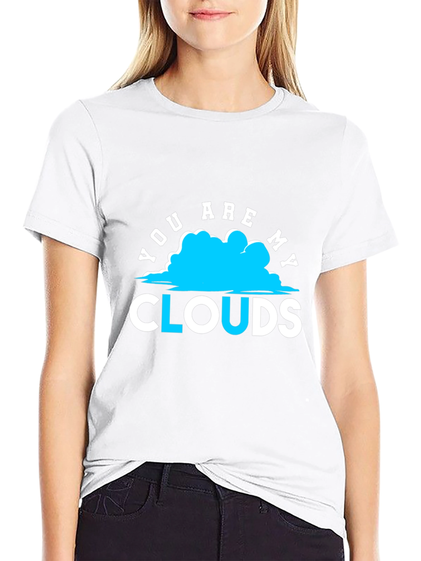 You Are My Clouds Graphic Print Black T-Shirt