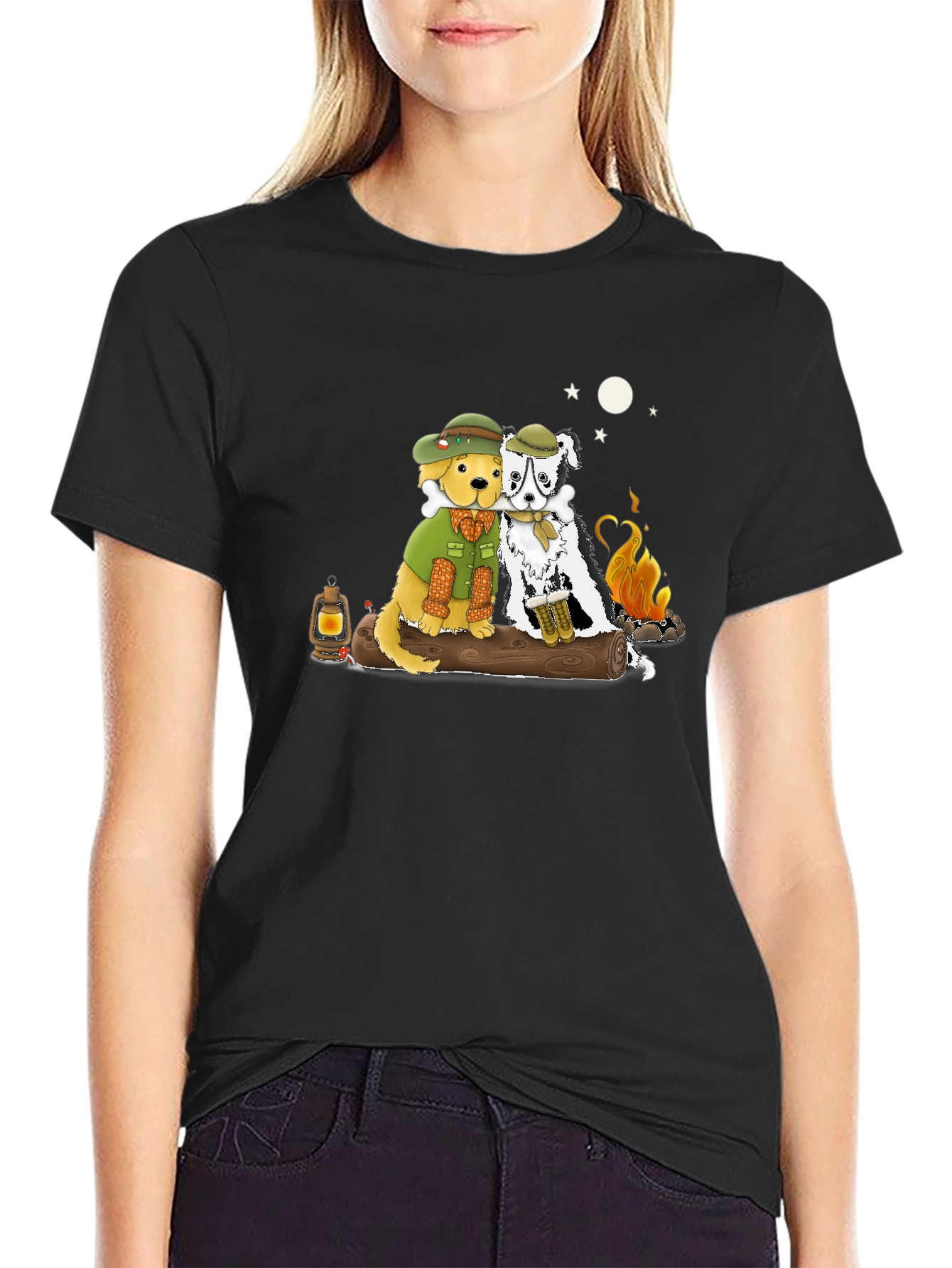 Camping Dogs Graphic T-Shirt