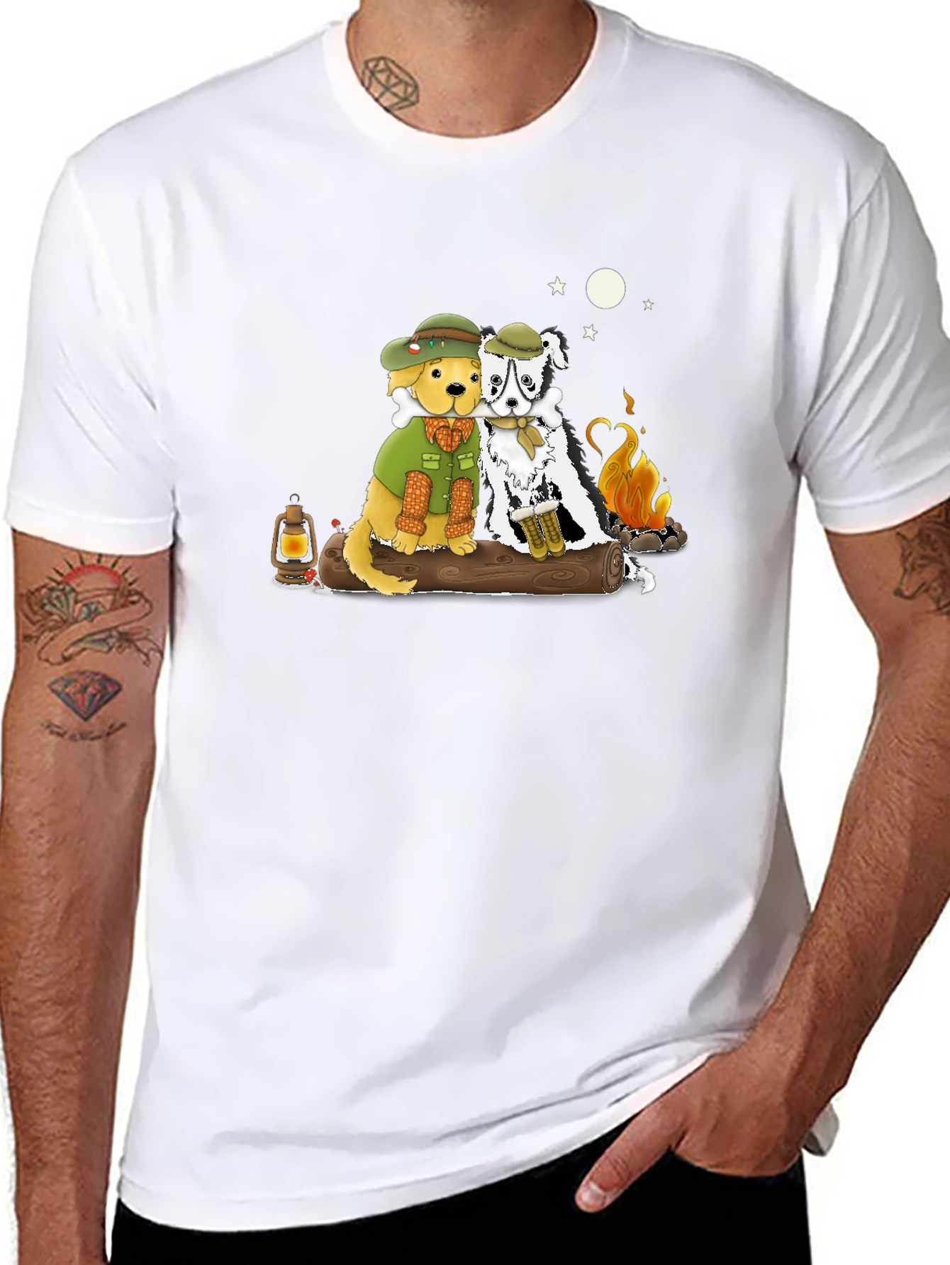 Camping Dogs Graphic T-Shirt