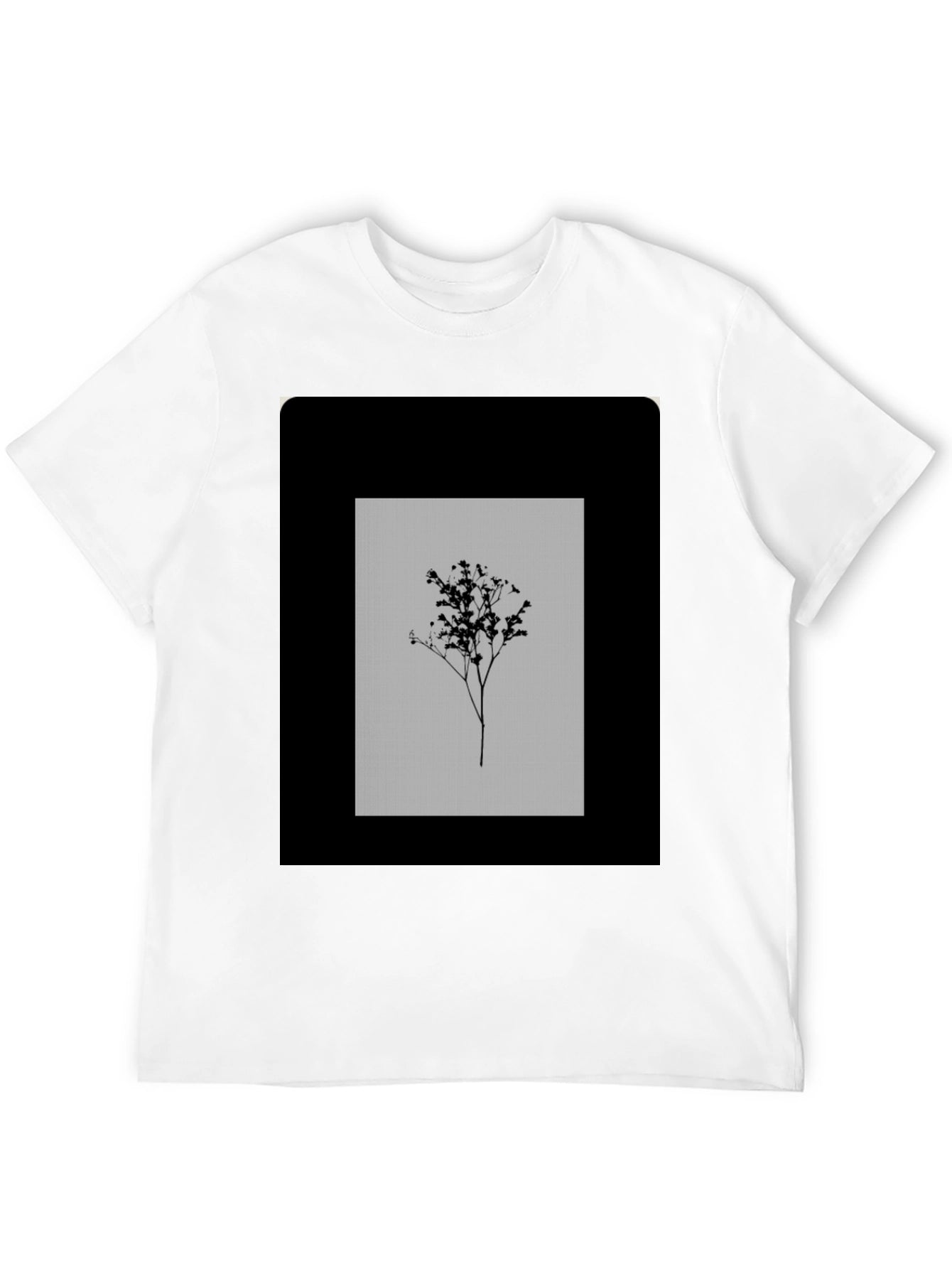 Minimalist Floral Graphic Black T-Shirt