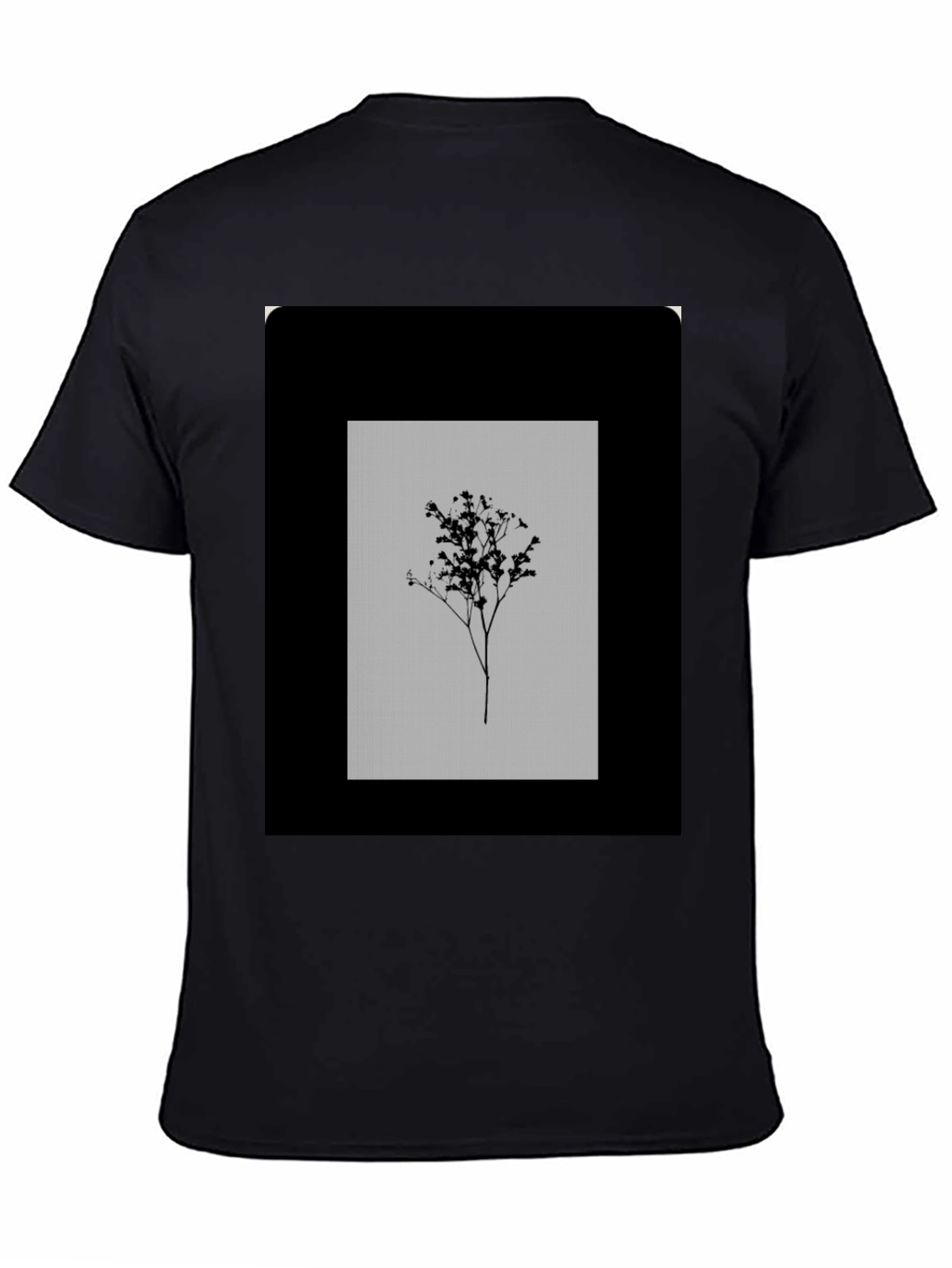 Minimalist Floral Graphic Black T-Shirt