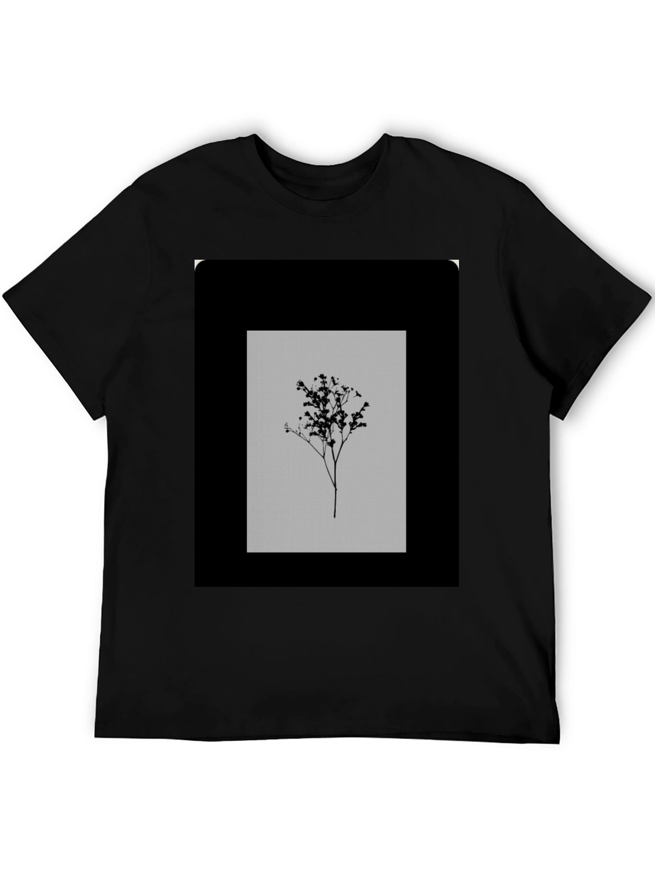 Minimalist Floral Graphic Black T-Shirt