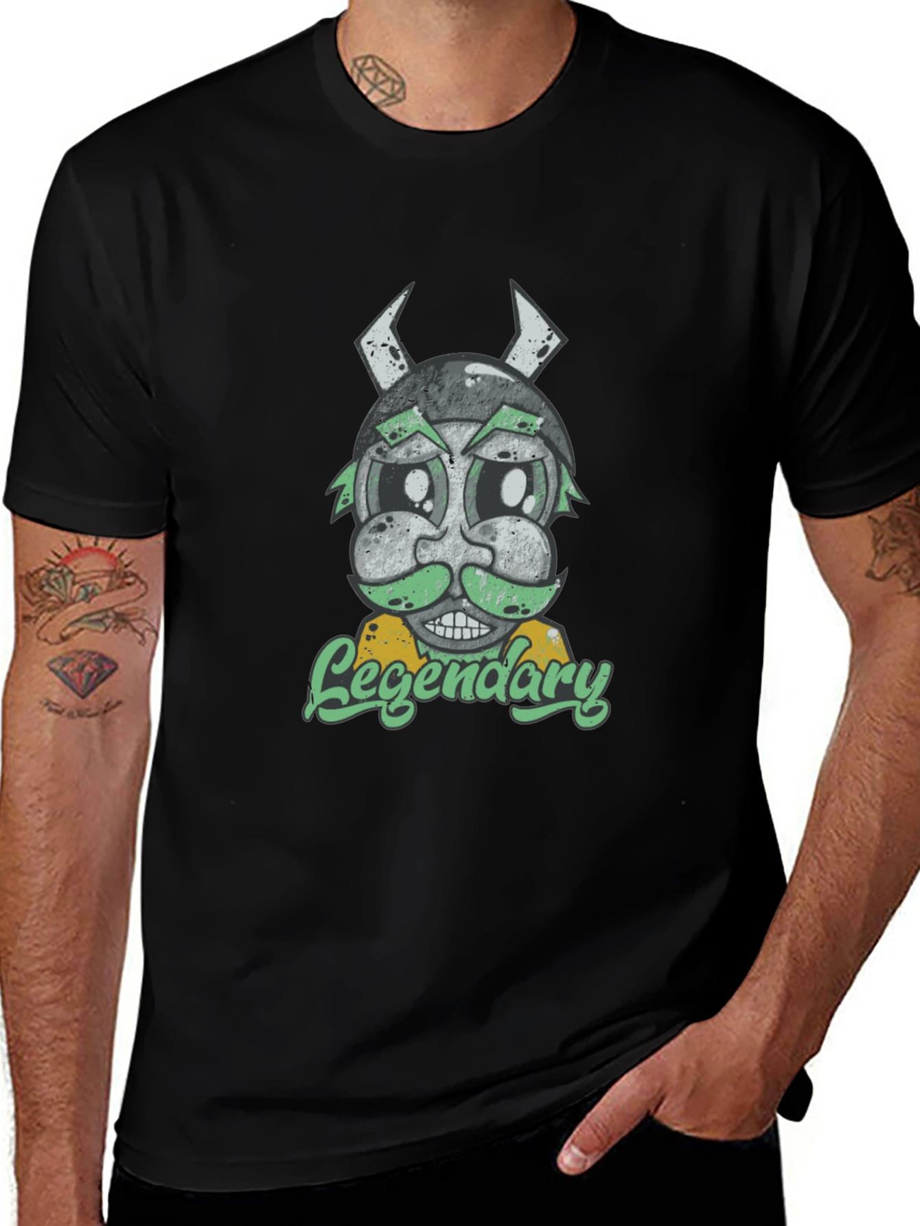 Legendary Viking Cartoon Graphic T-Shirt