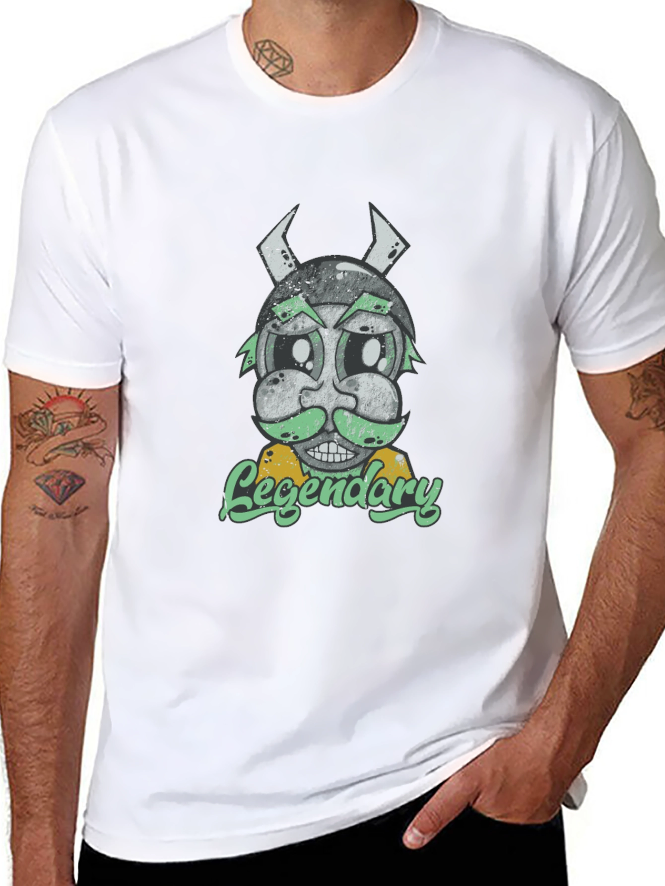Legendary Viking Cartoon Graphic T-Shirt