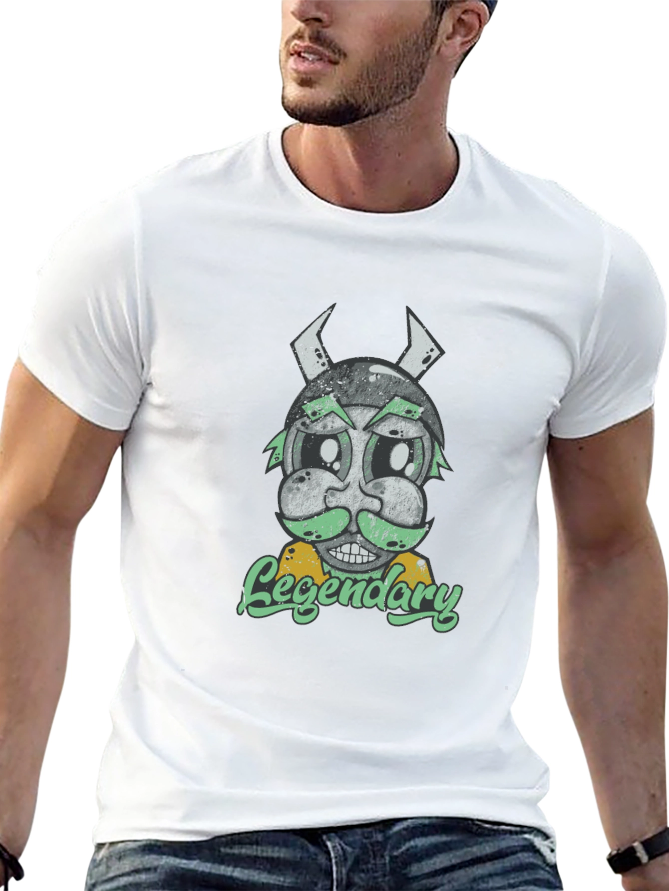 Legendary Viking Cartoon Graphic T-Shirt