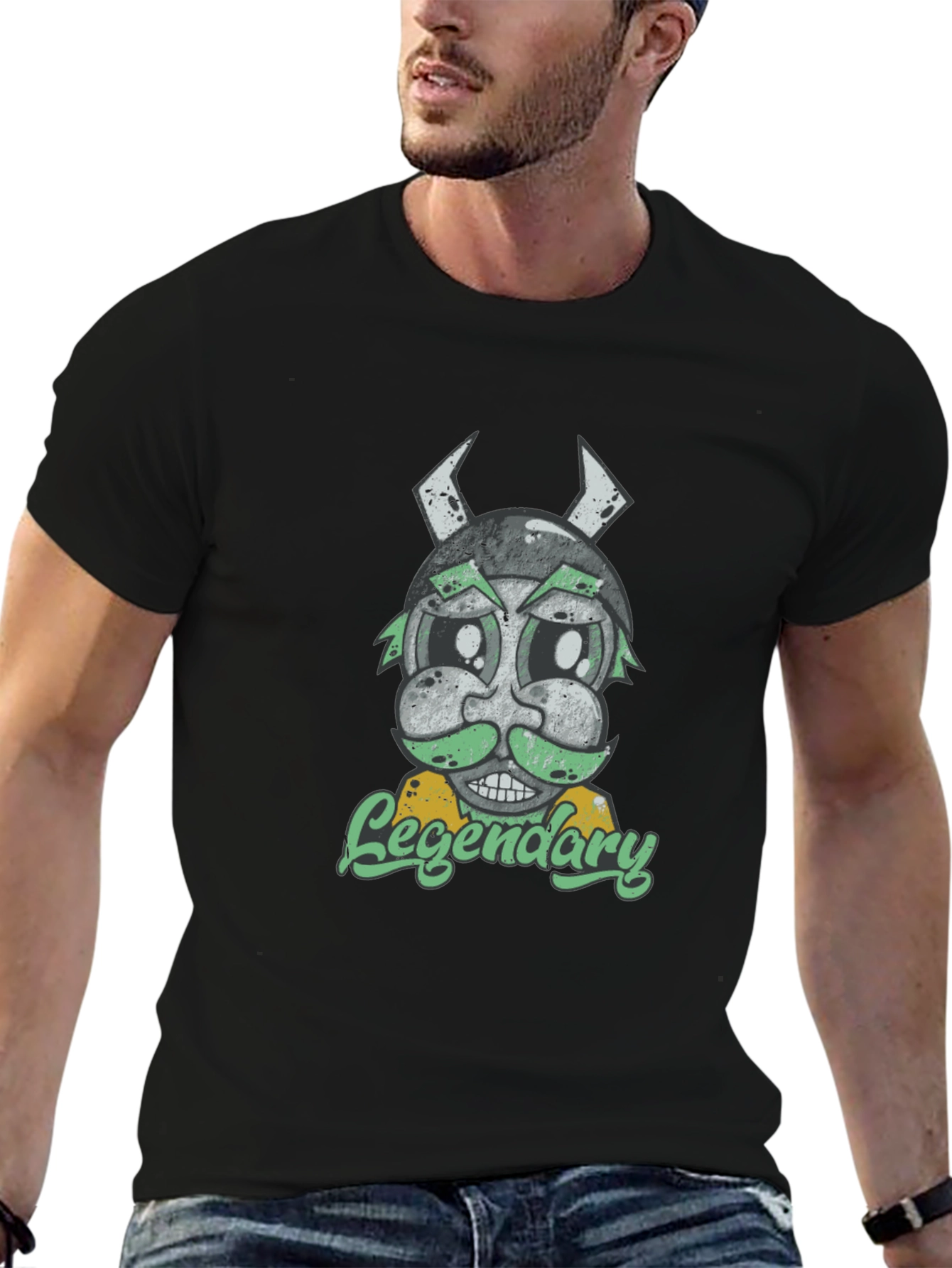 Legendary Viking Cartoon Graphic T-Shirt