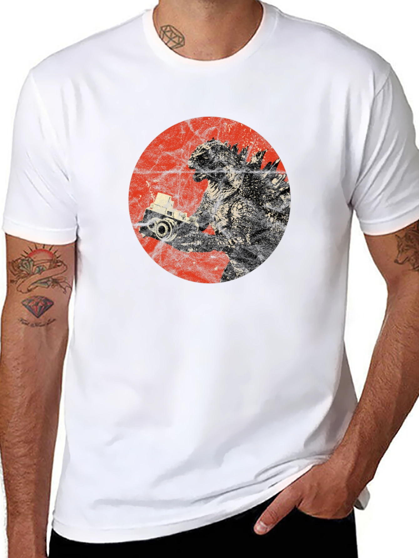Godzilla Camera T-Shirt - Unique Graphic Tee