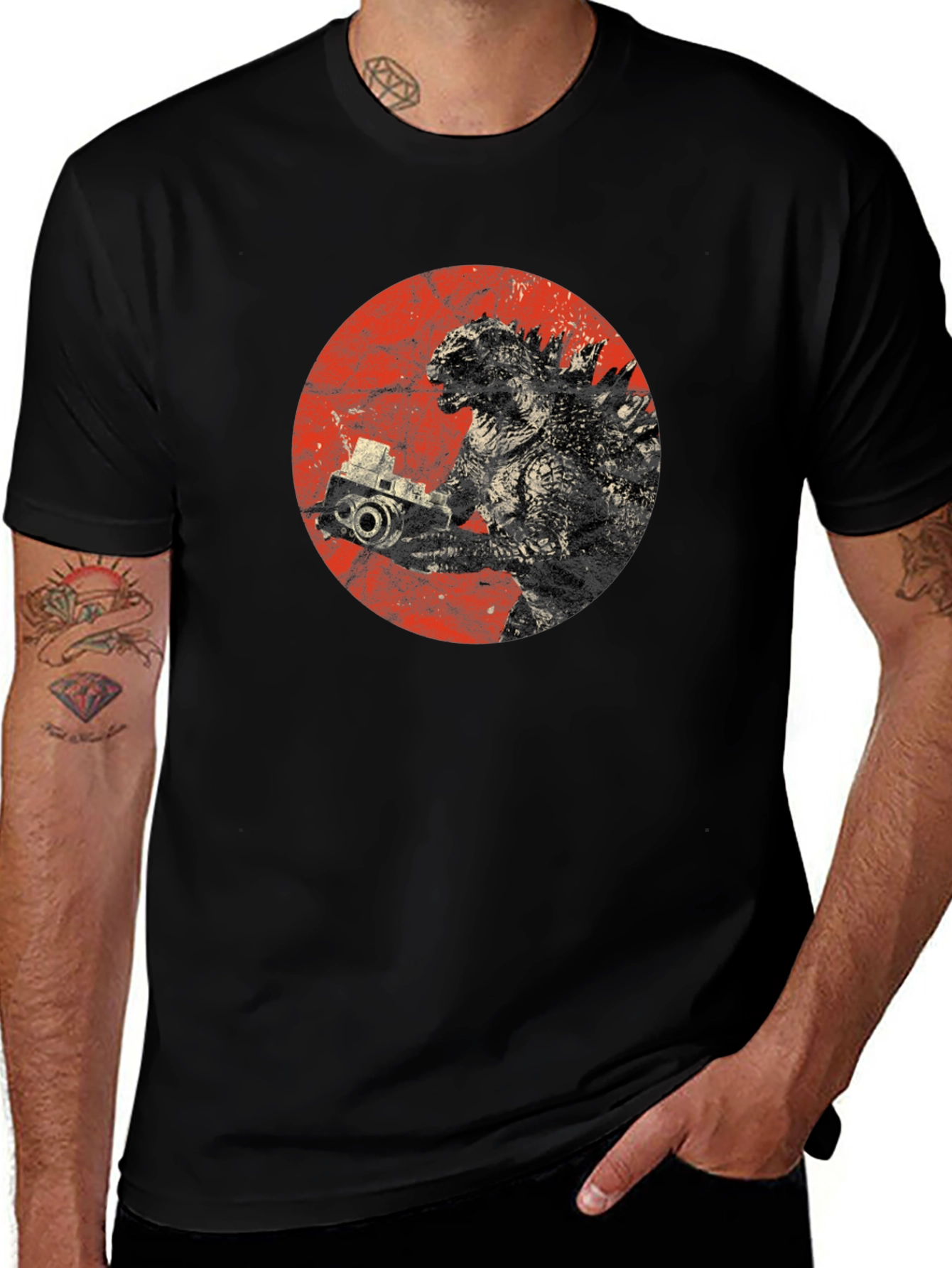 Godzilla Camera T-Shirt - Unique Graphic Tee