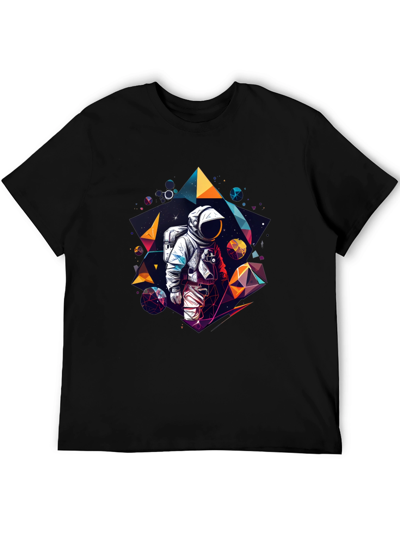 Astronaut Geometric T-Shirt - Black