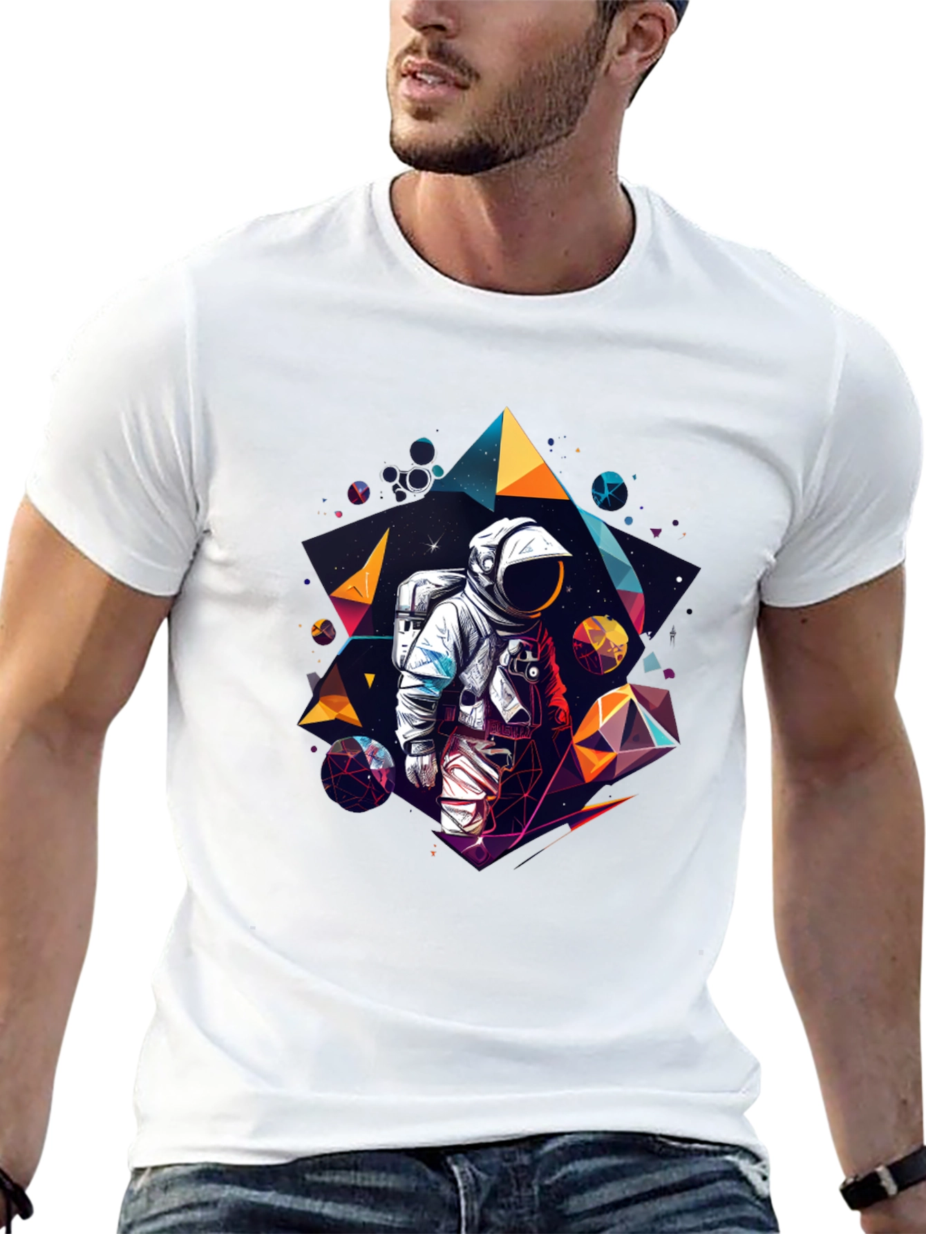 Astronaut Geometric T-Shirt - Black
