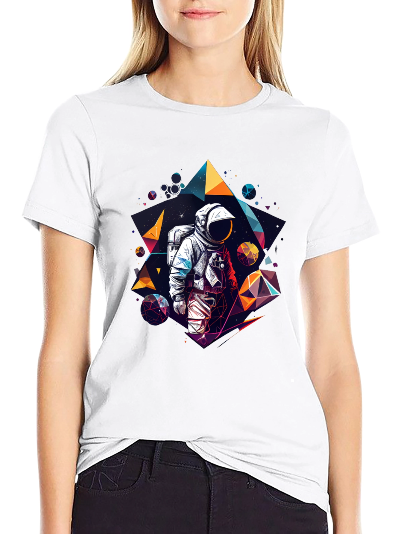 Astronaut Geometric T-Shirt - Black
