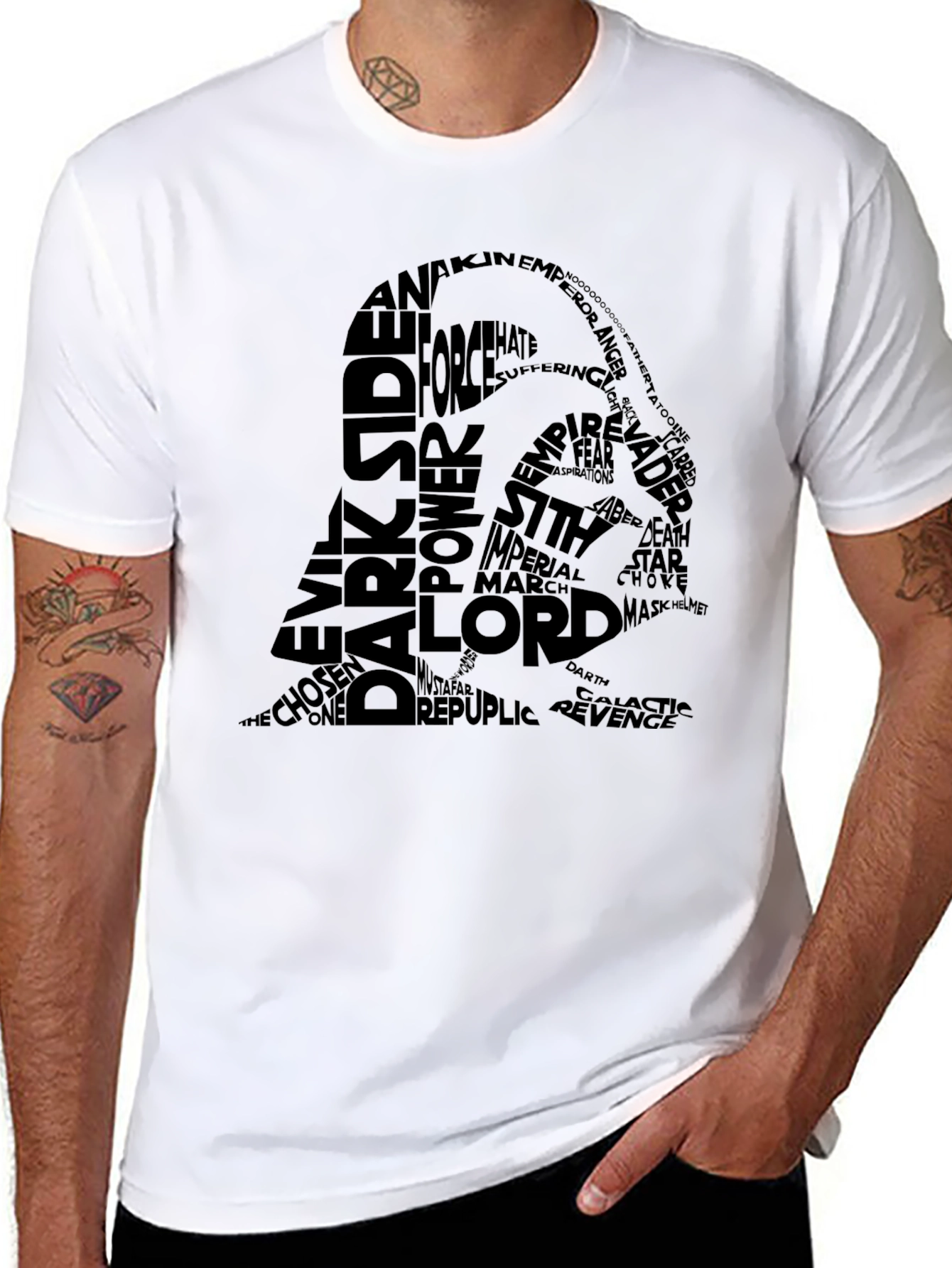Darth Vader Word Art Black T-Shirt