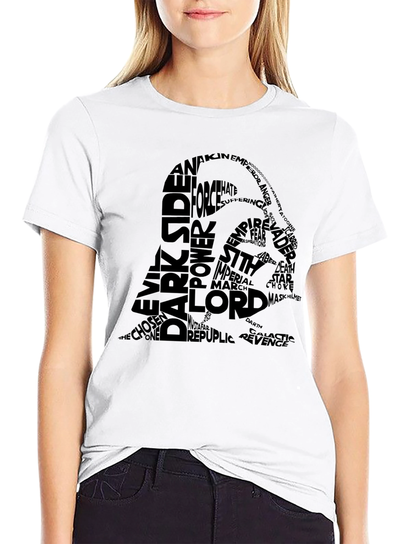 Darth Vader Word Art Black T-Shirt