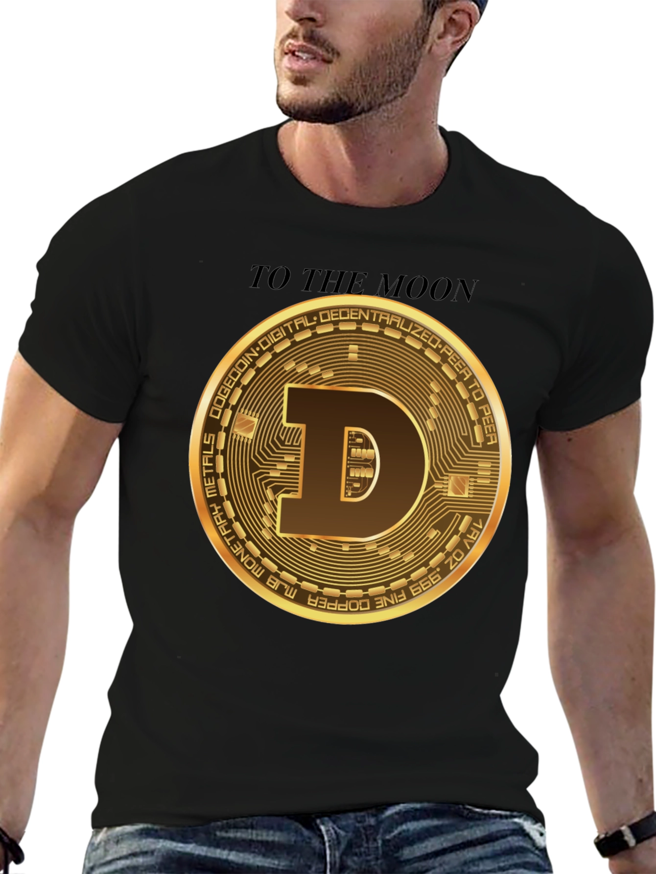 Dogecoin To The Moon Black T-Shirt