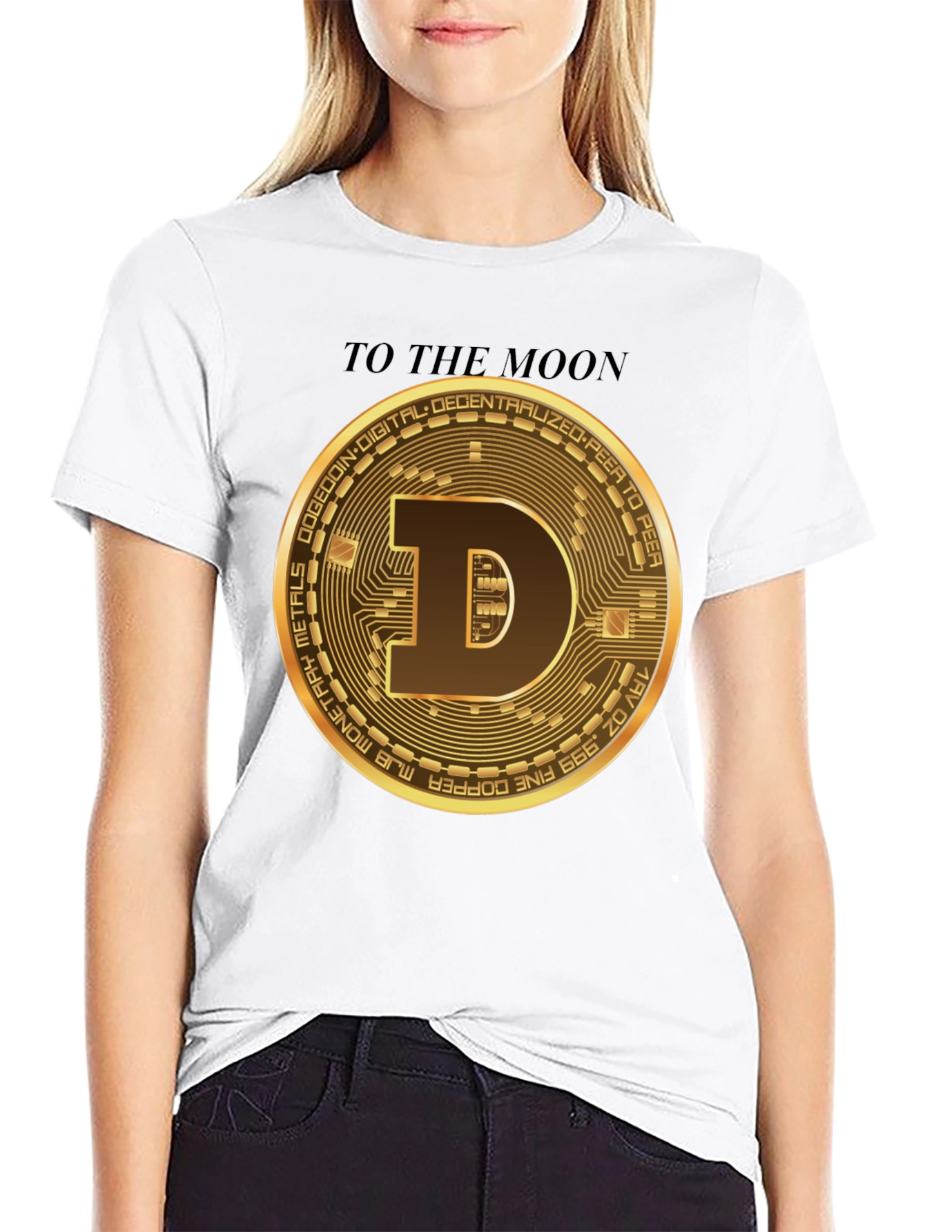 Dogecoin To The Moon Black T-Shirt