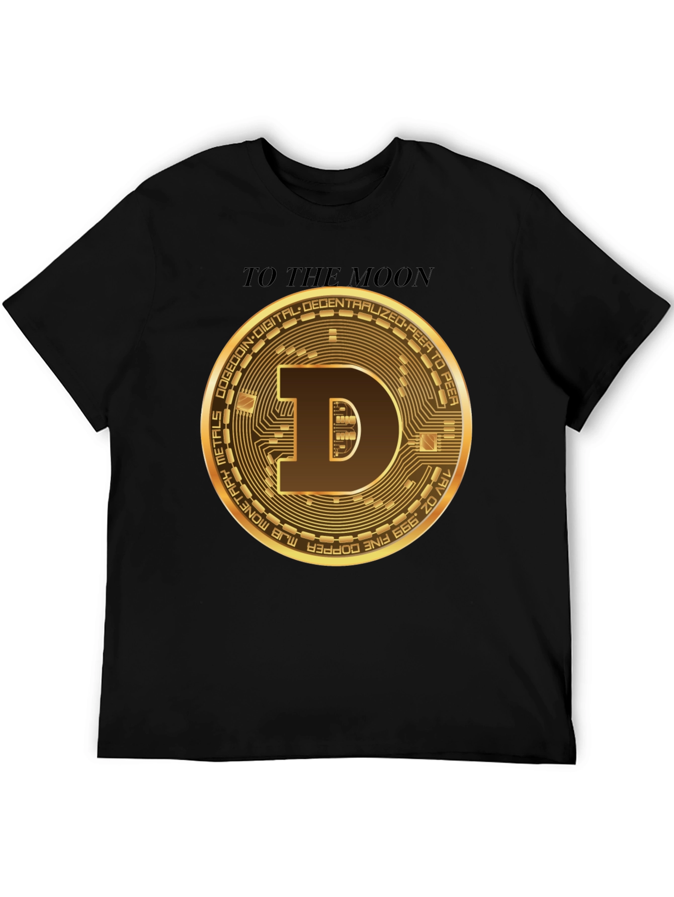 Dogecoin To The Moon Black T-Shirt