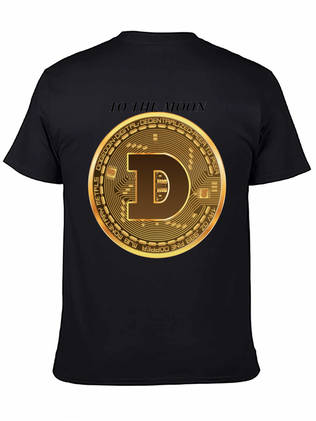 Dogecoin To The Moon Black T-Shirt