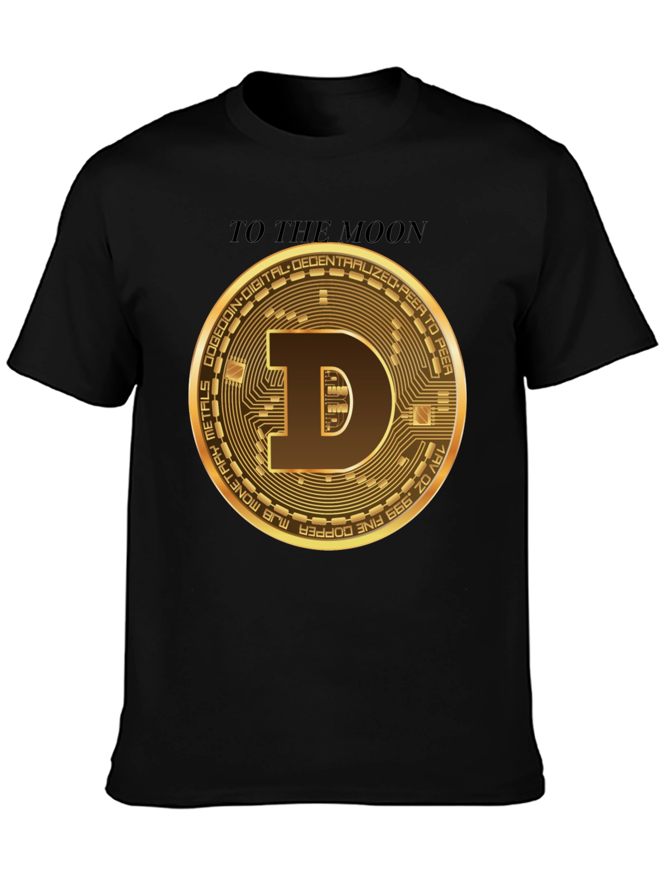 Dogecoin To The Moon Black T-Shirt