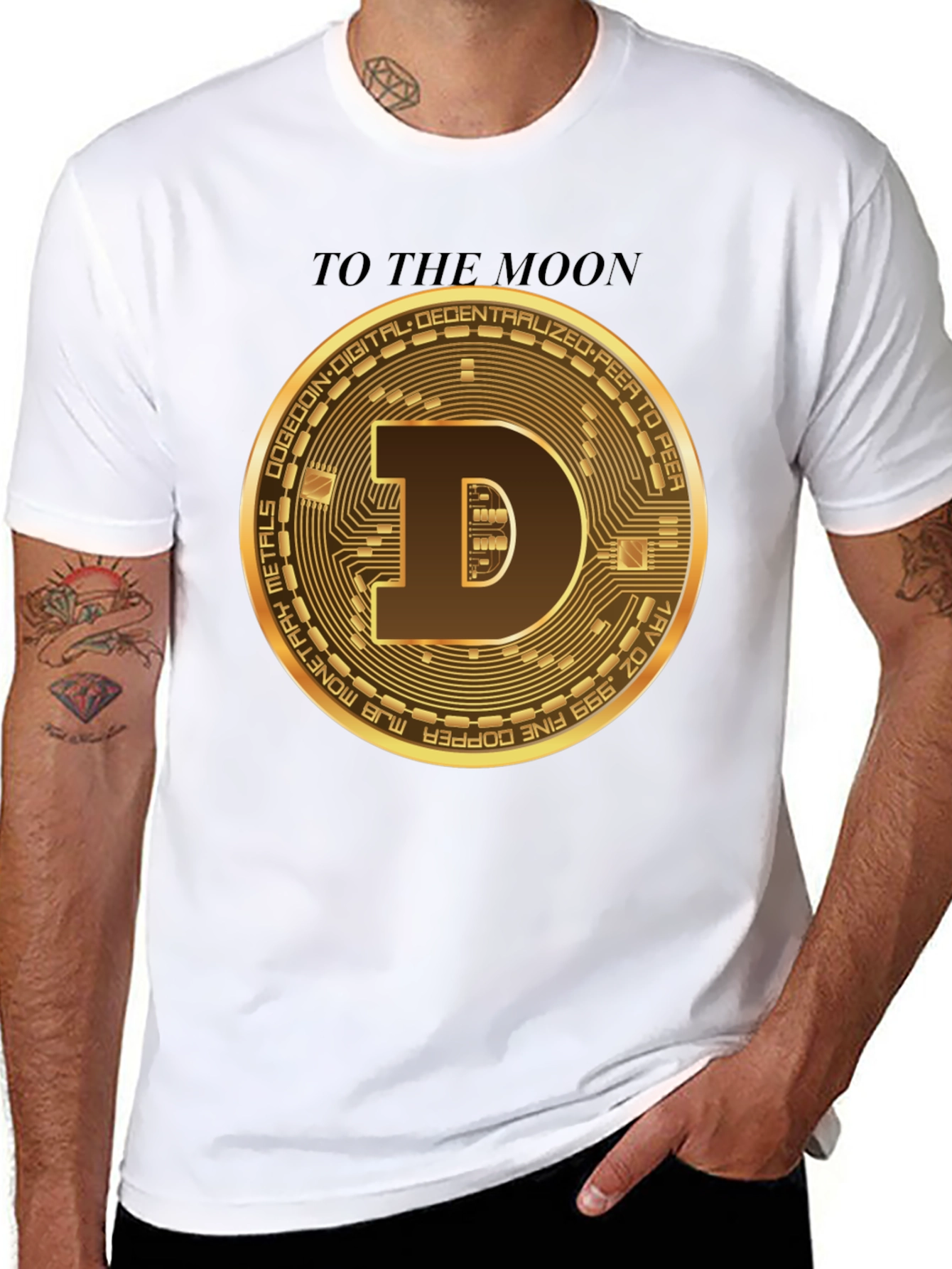 Dogecoin To The Moon Black T-Shirt
