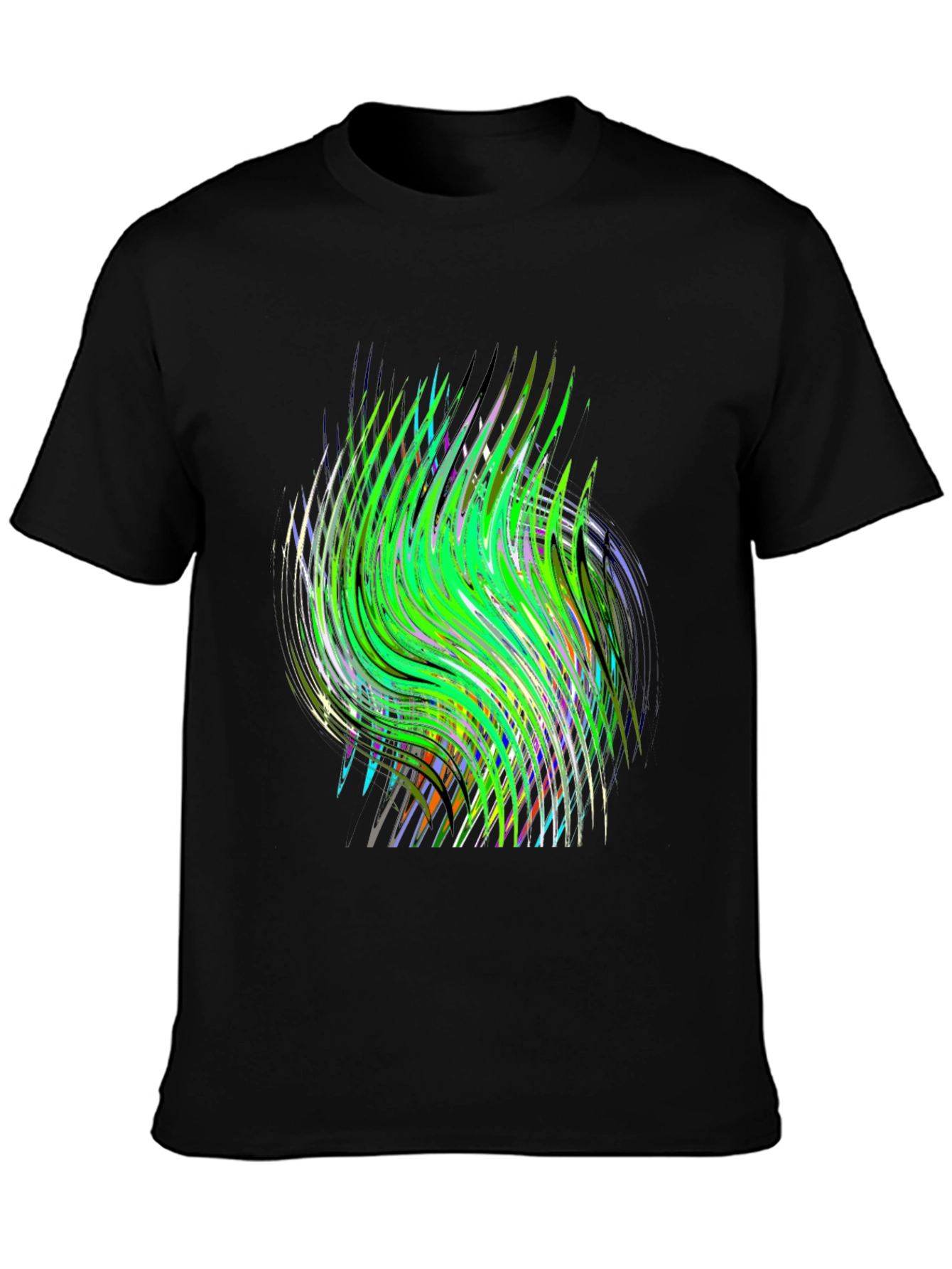 Abstract Green Wave Graphic Print Tee