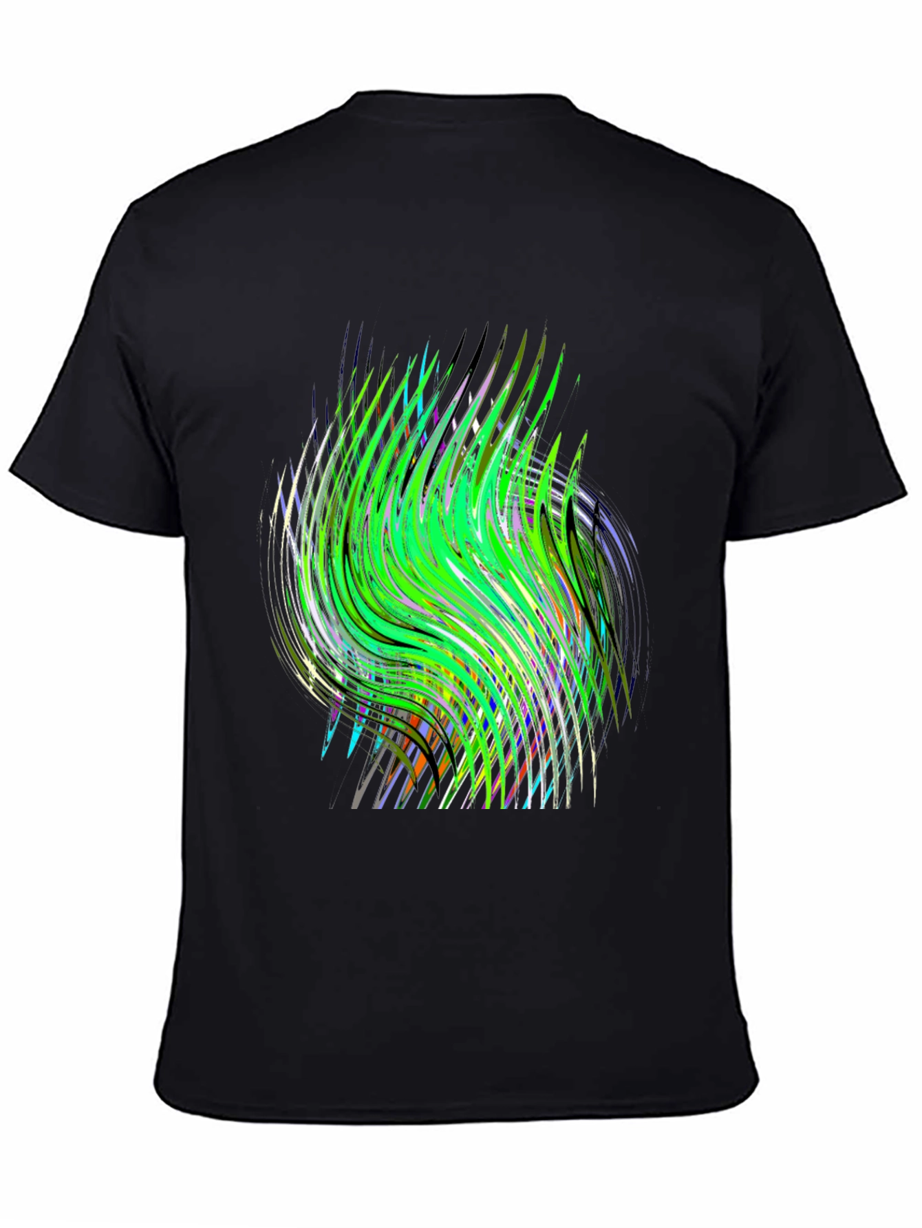 Abstract Green Wave Graphic Print Tee