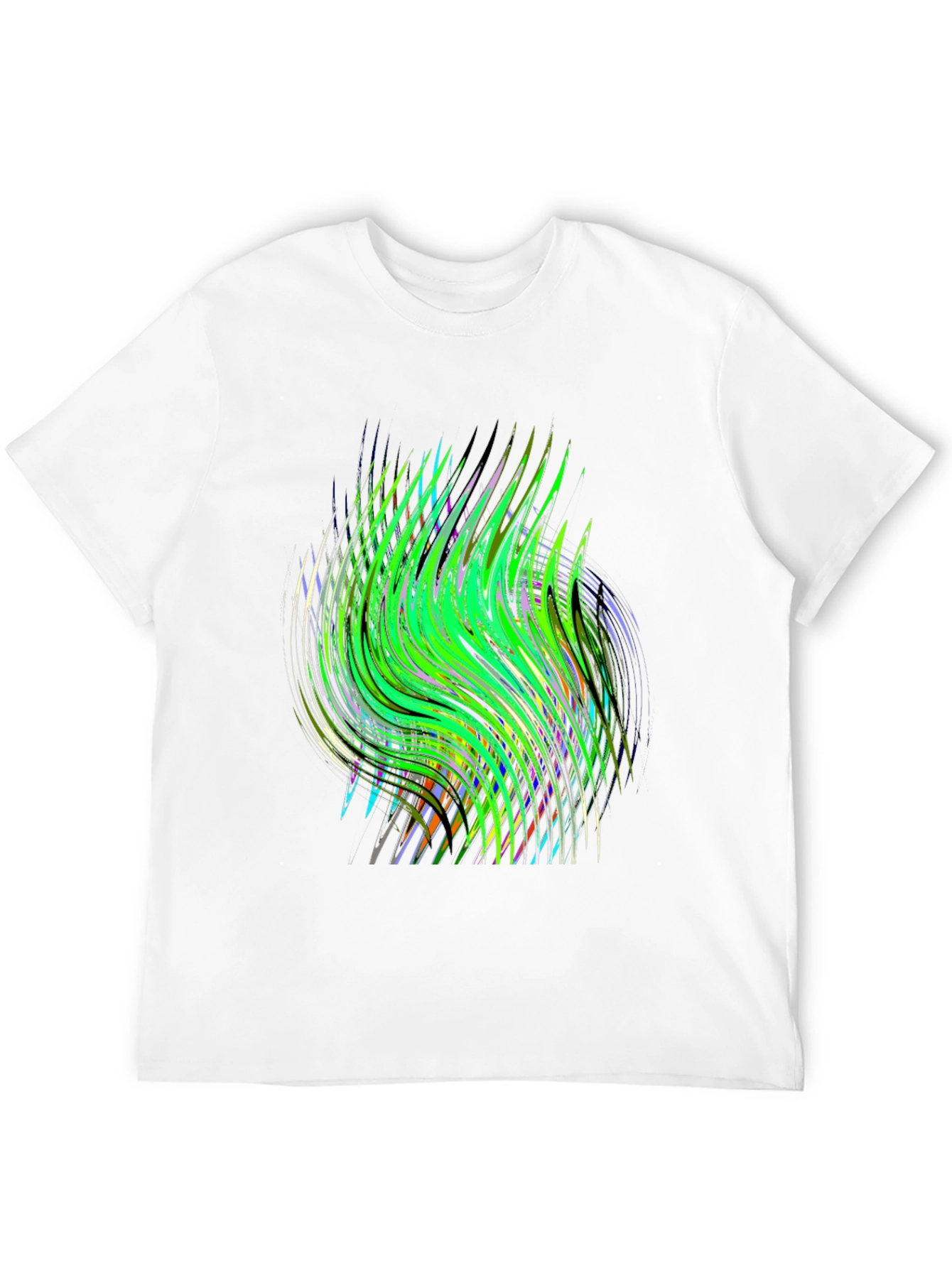 Abstract Green Wave Graphic Print Tee