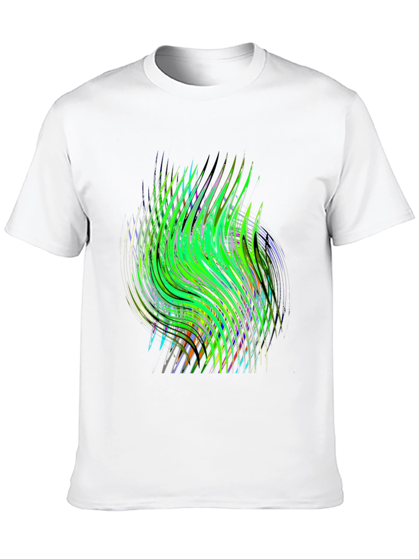 Abstract Green Wave Graphic Print Tee