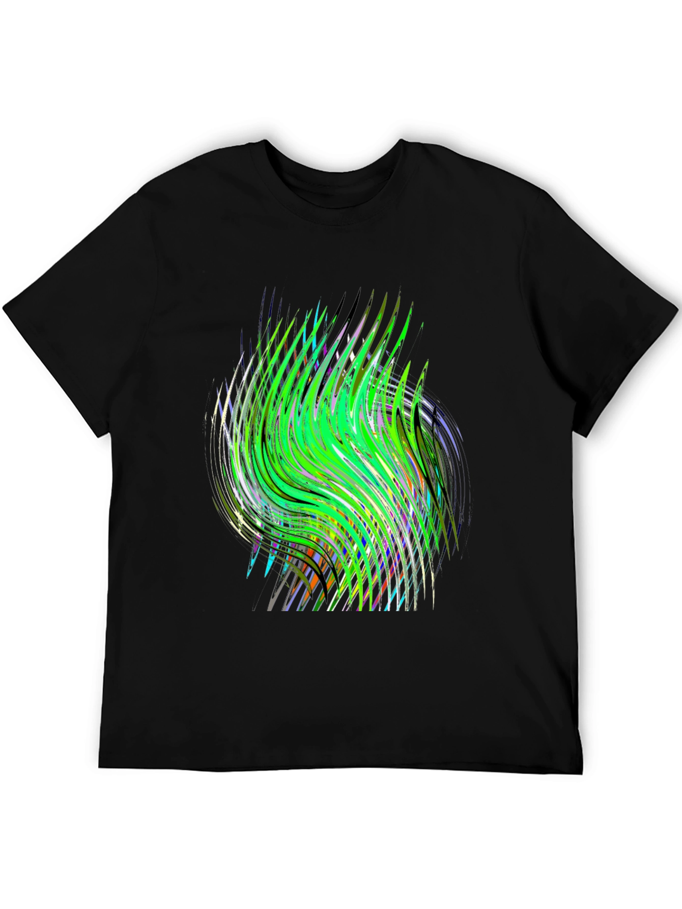 Abstract Green Wave Graphic Print Tee