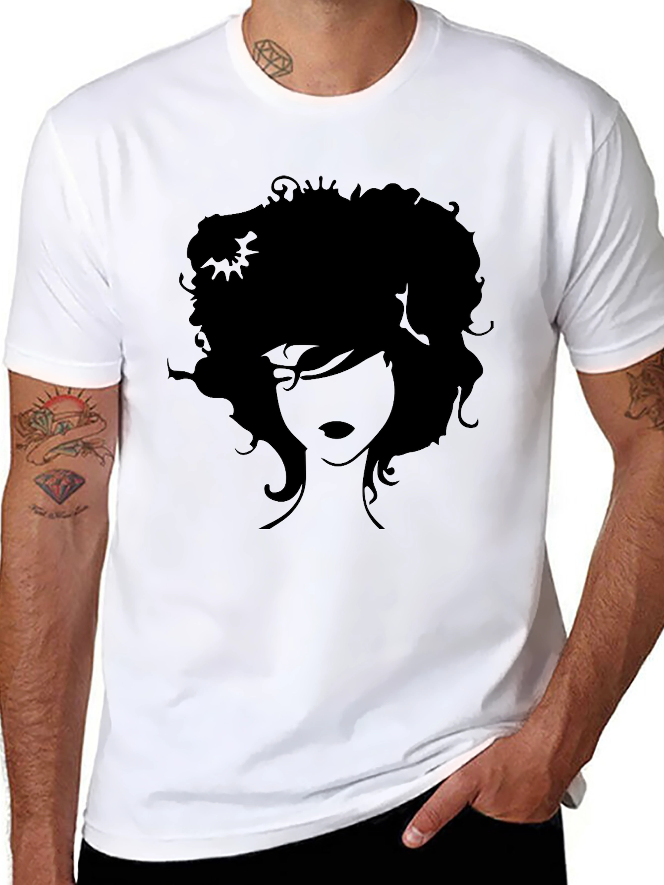 Silhouette Afro Graphic Tee - Trendy Black T-Shirt