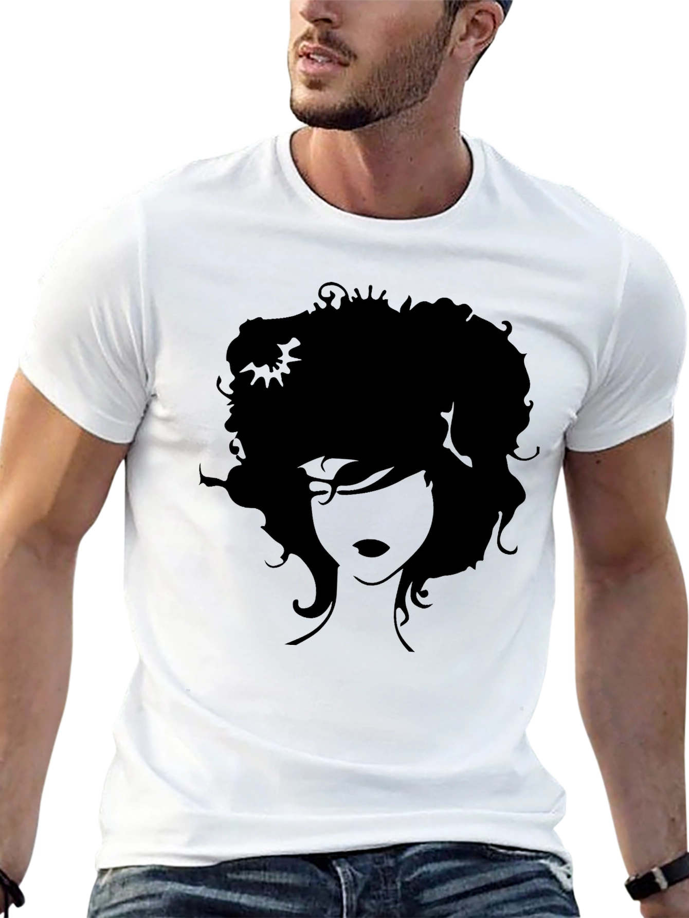 Silhouette Afro Graphic Tee - Trendy Black T-Shirt